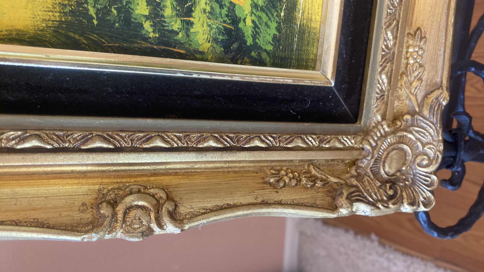 Photo 1 of 2 - WOOD FRAMED LANDSCAPE ON CANVAS SIGNED ARTWORK 15” X 13”