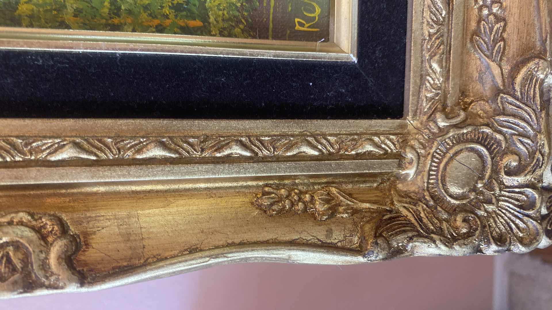 Photo 1 of 2 - WOOD FRAMED LANDSCAPE ON CANVAS SIGNED ARTWORK 15” X 13”