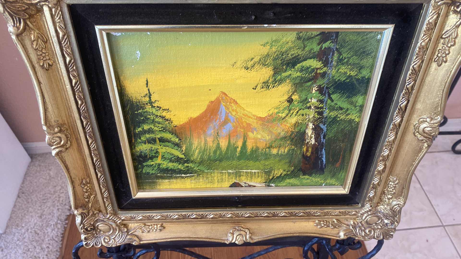 Photo 1 of 2 - WOOD FRAMED LANDSCAPE ON CANVAS SIGNED ARTWORK 15” X 13”