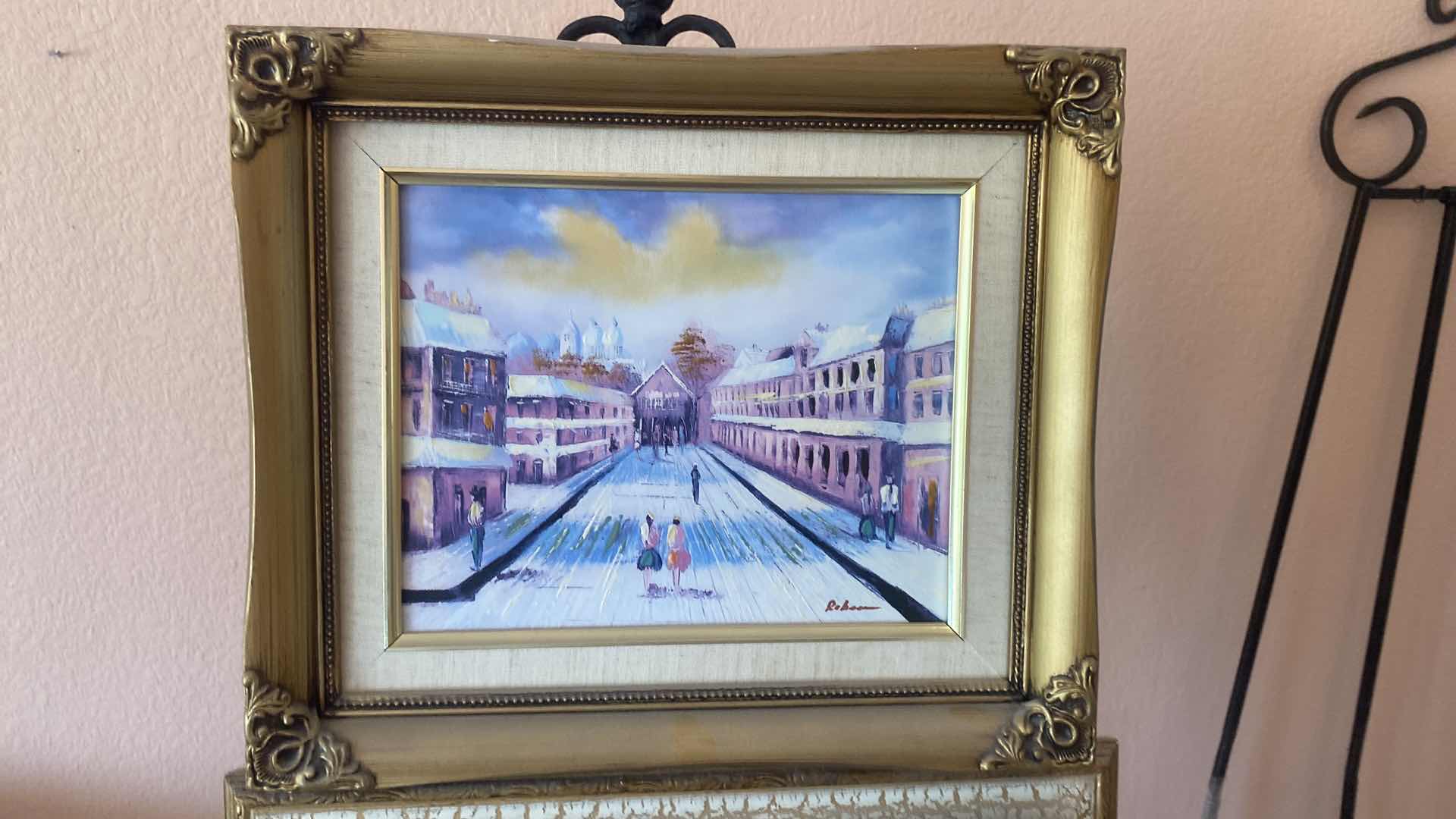 Photo 1 of 2 - WOOD FRAMED  THE TOUCH ON CANVAS SIGNED ARTWORK  15” X 13” & 1 LANDSCAPE SIGNED 14” x 12”