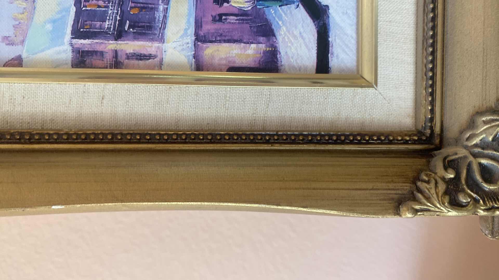 Photo 1 of 2 - WOOD FRAMED  THE TOUCH ON CANVAS SIGNED ARTWORK  15” X 13” & 1 LANDSCAPE SIGNED 14” x 12”
