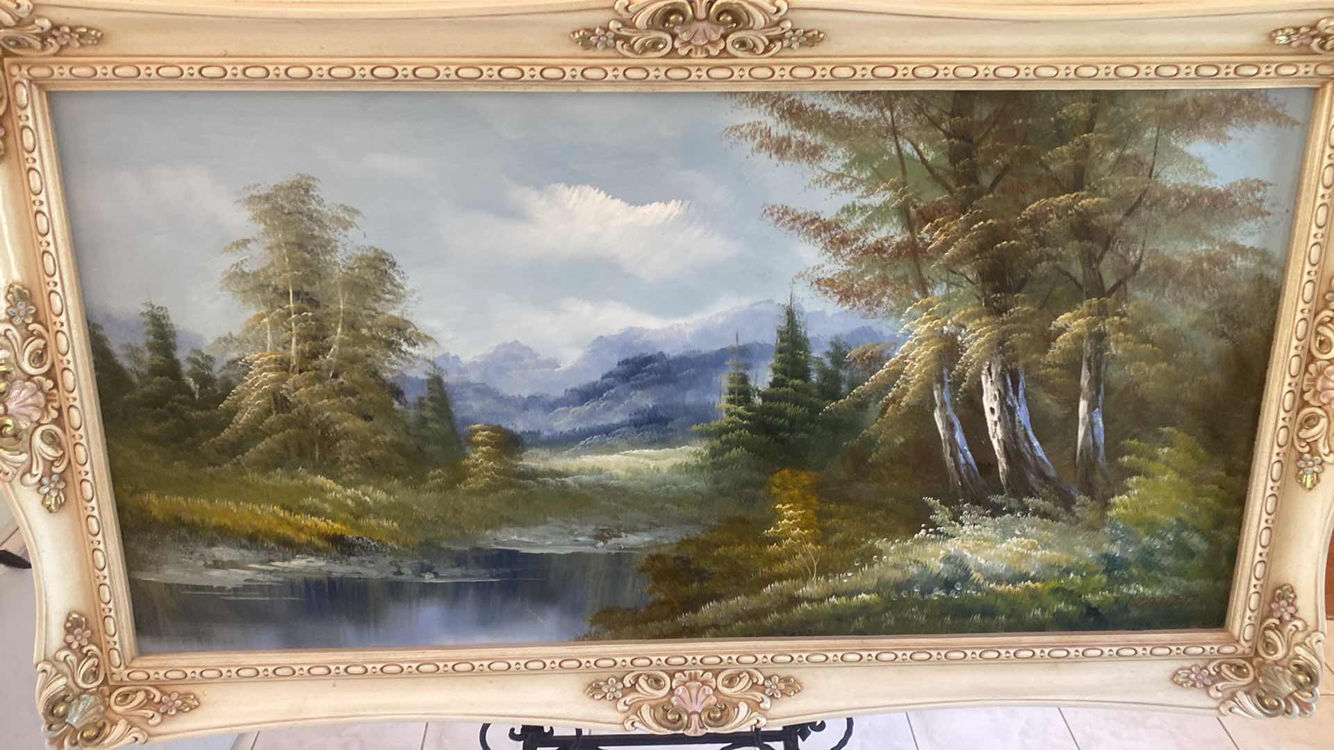 Photo 1 of ORNATE WOOD FRAMED LANDSCAPE SIGNED ARTWORK 53” x 29”