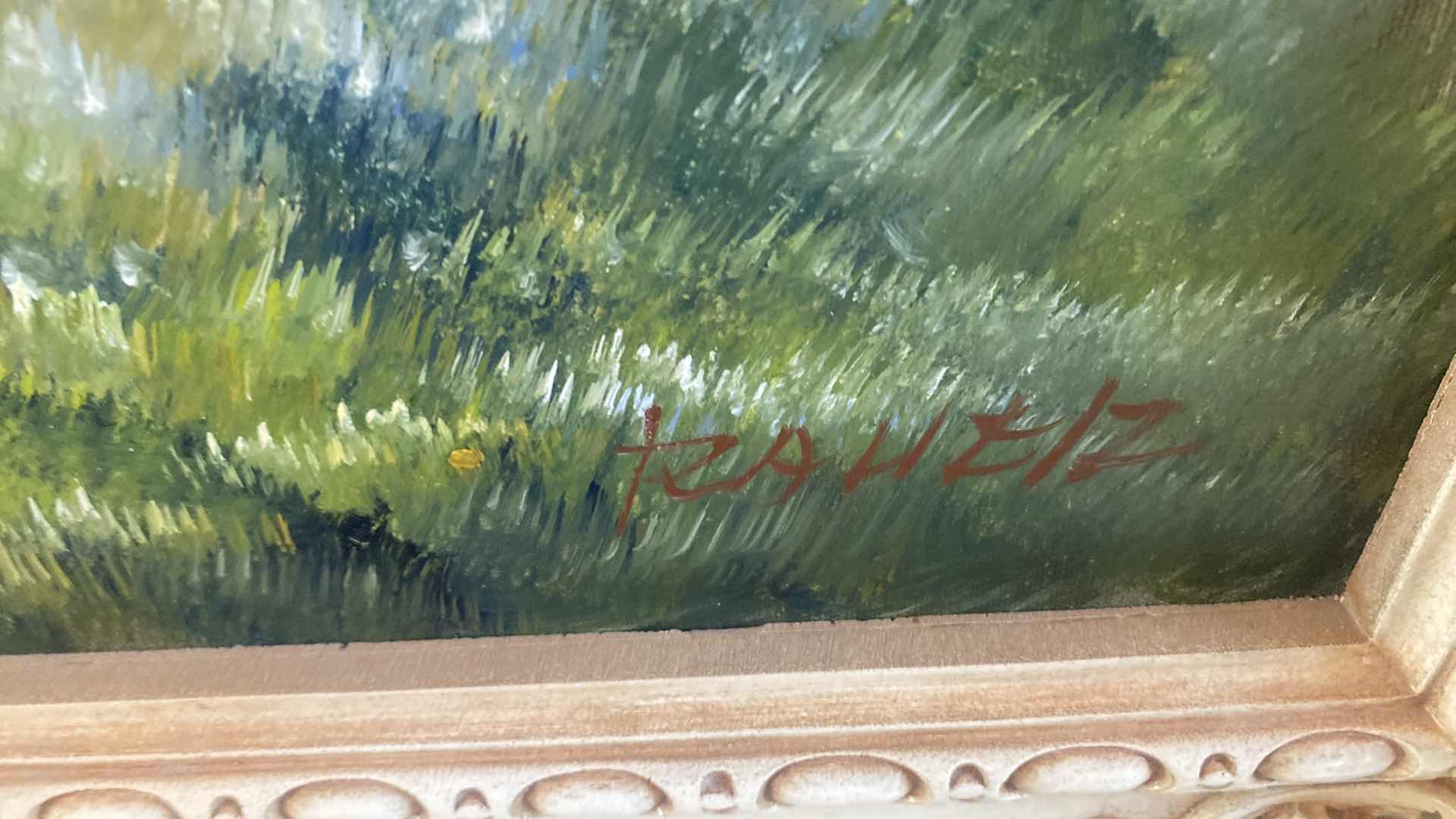 Photo 1 of ORNATE WOOD FRAMED LANDSCAPE SIGNED ARTWORK 53” x 29”