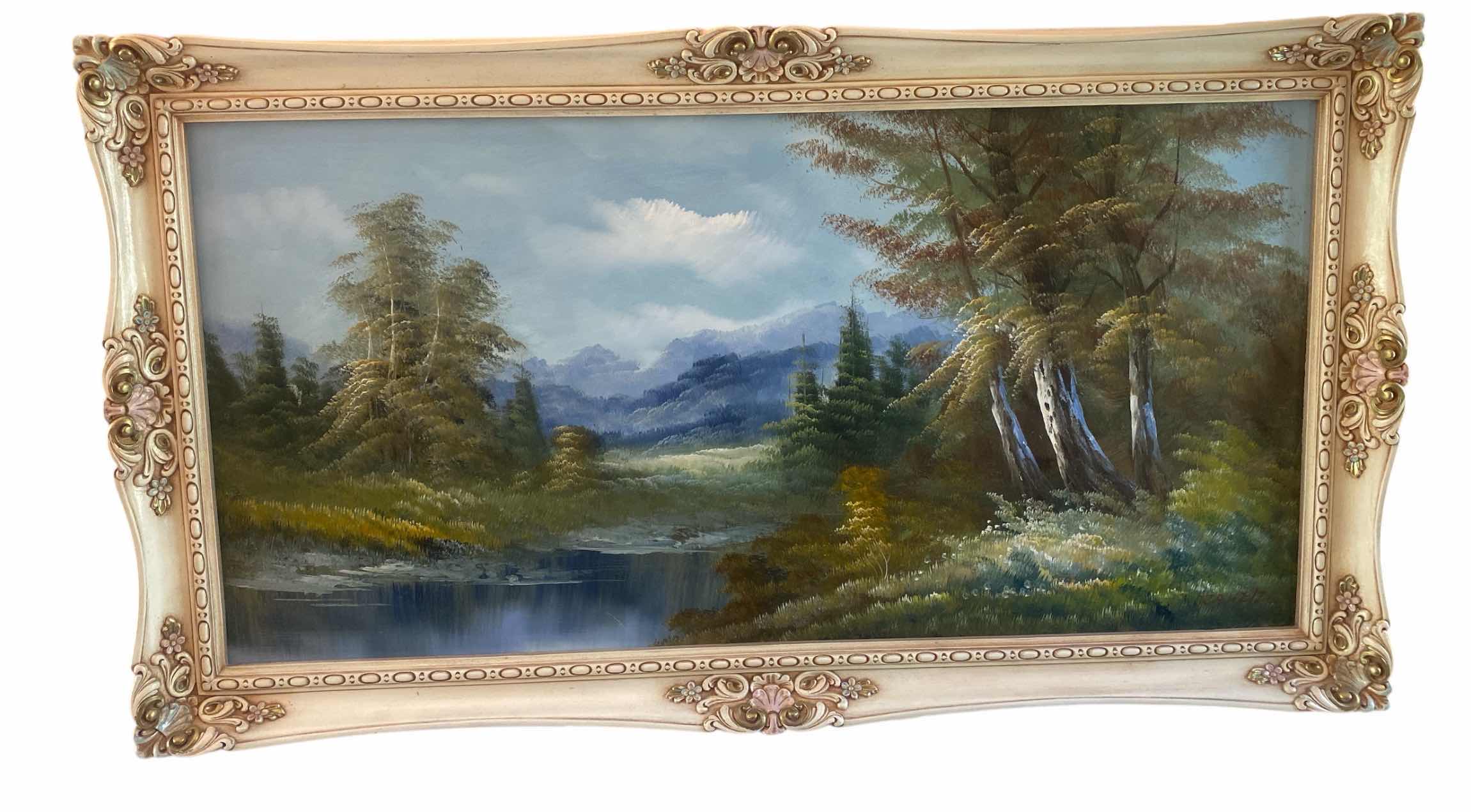 Photo 1 of ORNATE WOOD FRAMED LANDSCAPE SIGNED ARTWORK 53” x 29”