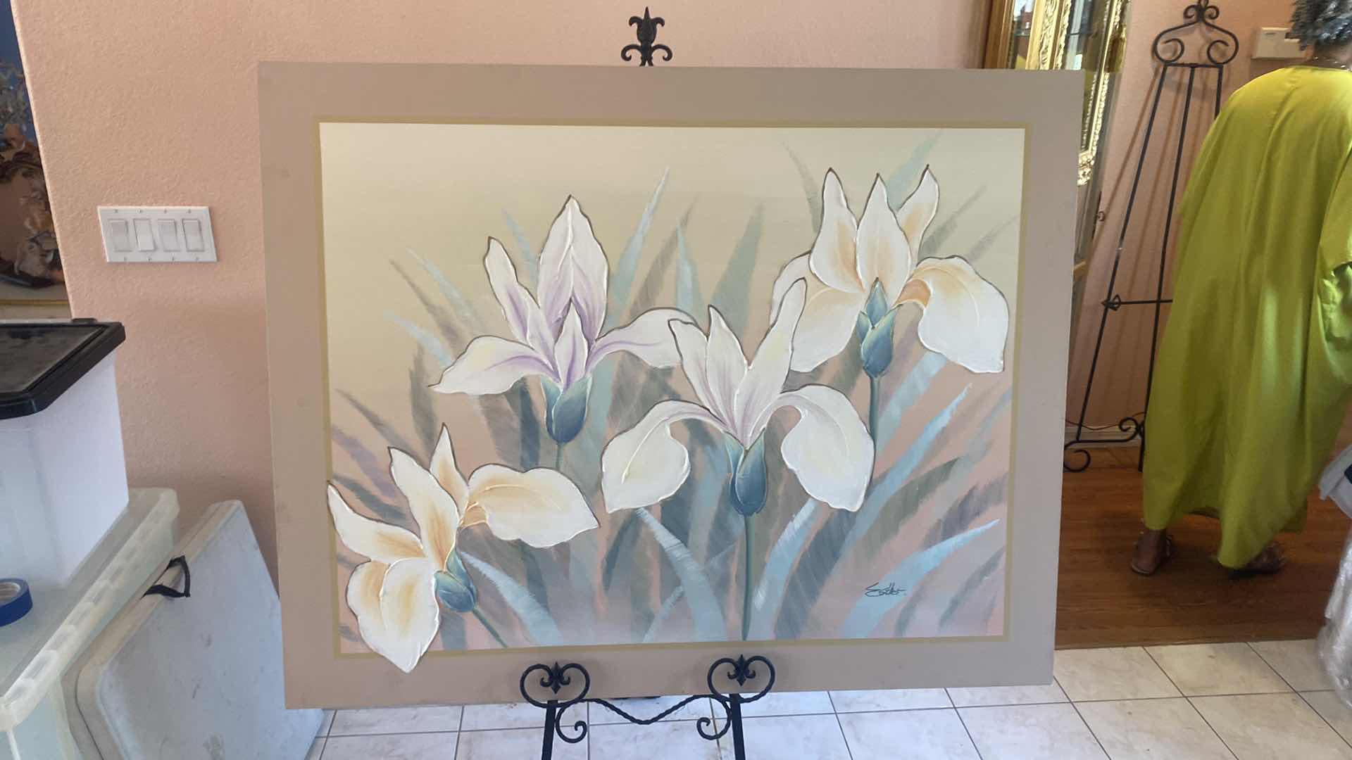 Photo 1 of FLORAL ON STRETCHED CANVAS SIGNED ARTWORK 50” x 40”