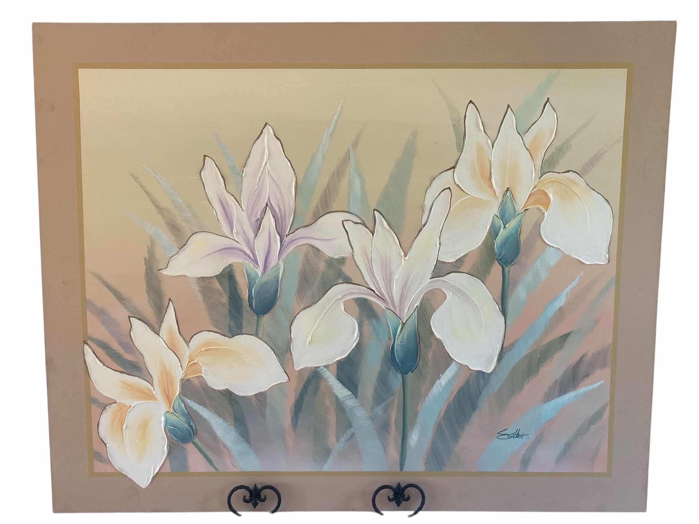 Photo 1 of FLORAL ON STRETCHED CANVAS SIGNED ARTWORK 50” x 40”