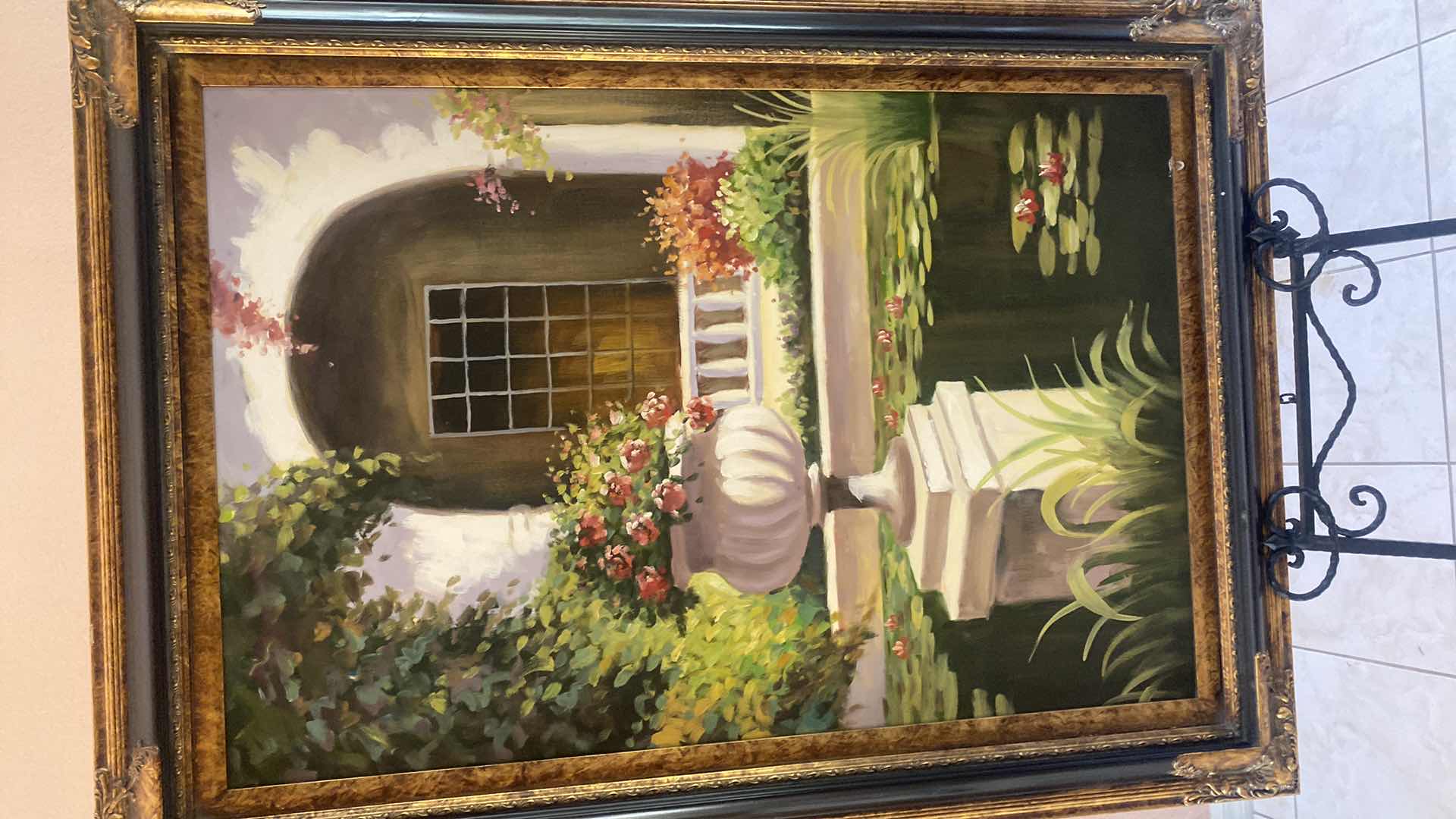 Photo 1 of WOOD & RESIN ORNATE FRAMED PORTICO ON CANVAS PRINT ARTWORK 31” x 43”