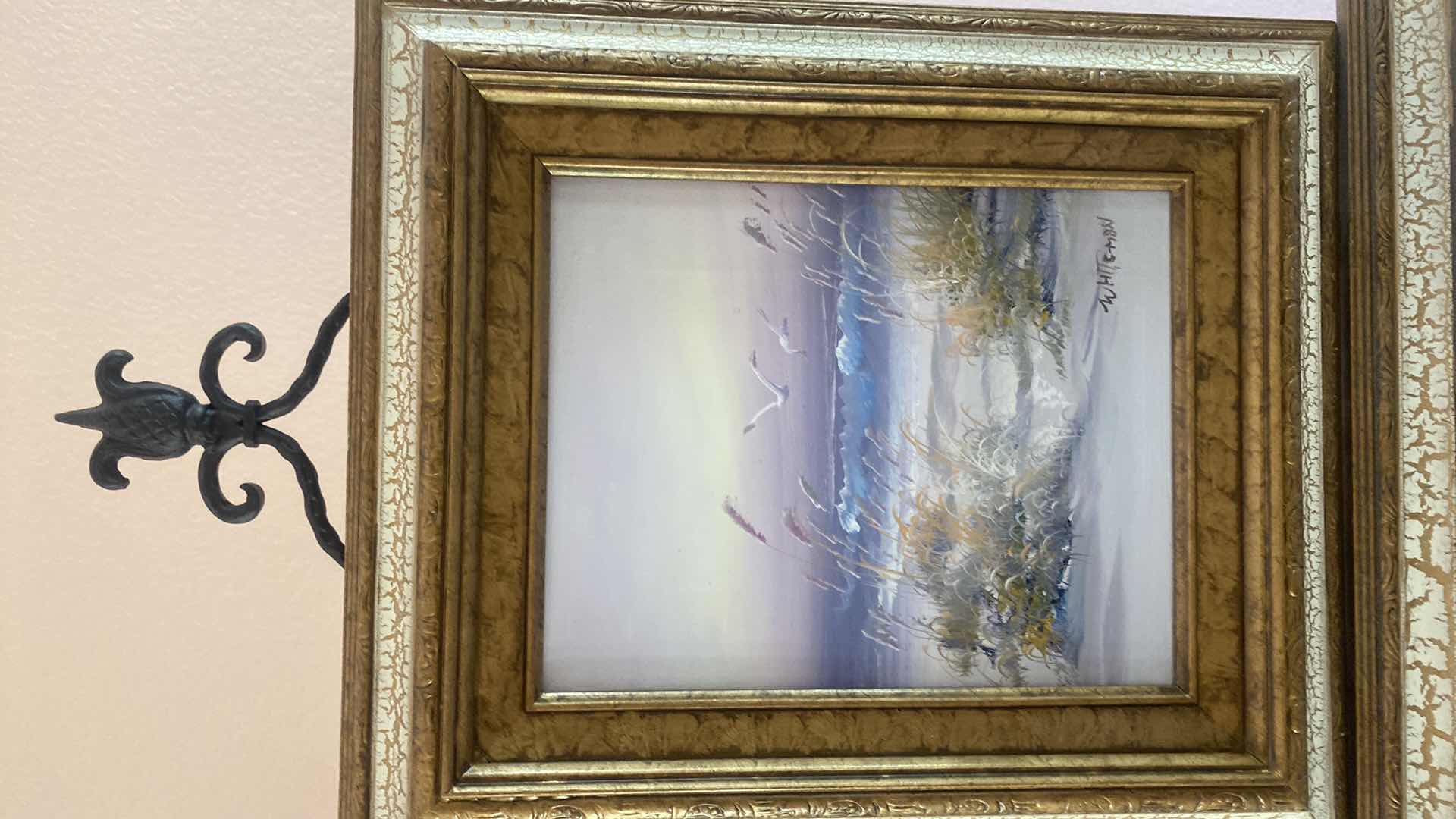 Photo 1 of PAIR OF WOOD FRAMED SEASCAPE & LANDSCAPE ON CANVAS SIGNED ARTWORK  LARGEST 21 1/2” x 17 1/2”