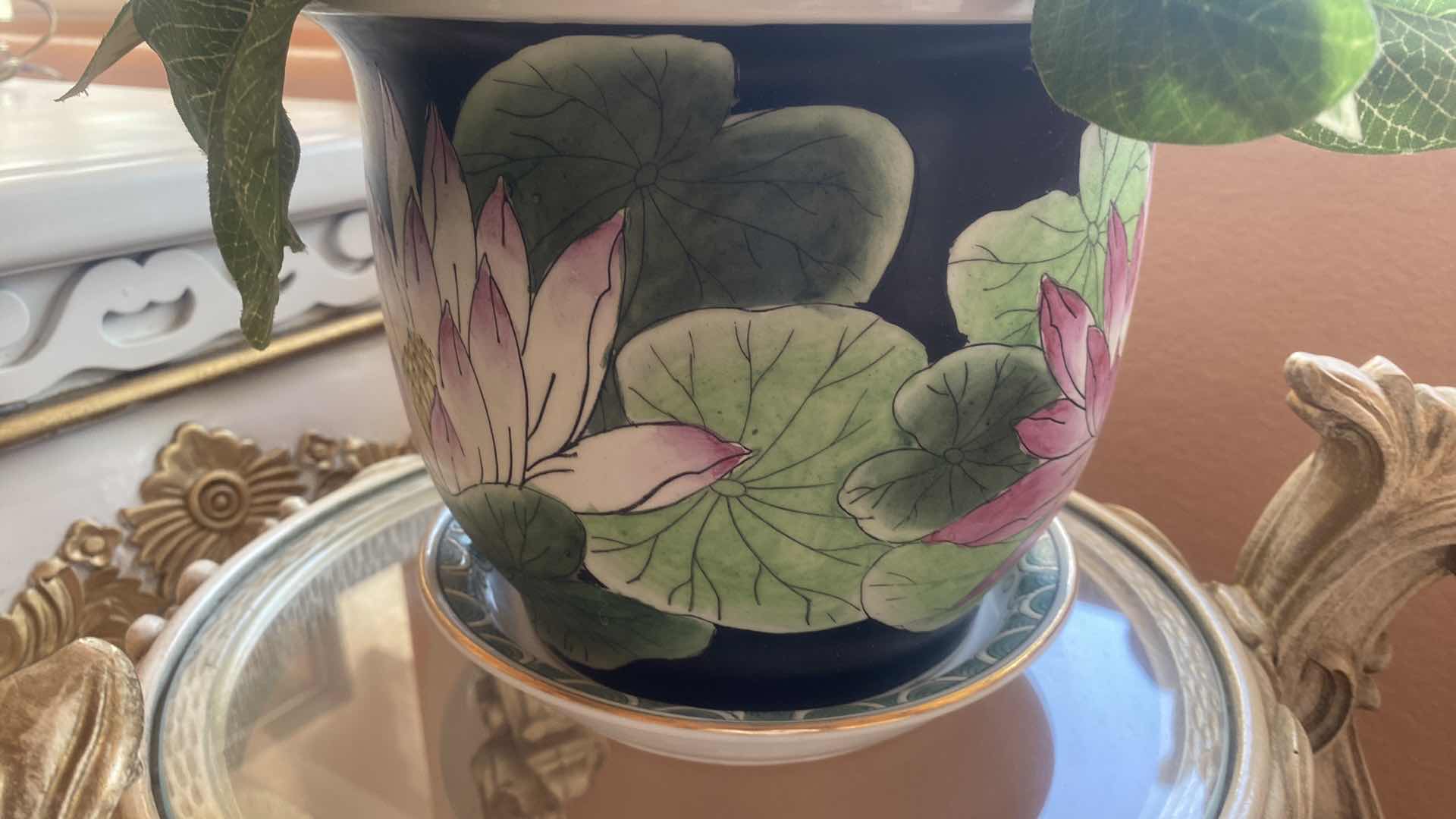 Photo 1 of FAUX PLANT IN PORCELAIN POT H7” EXCLUDING PLANT