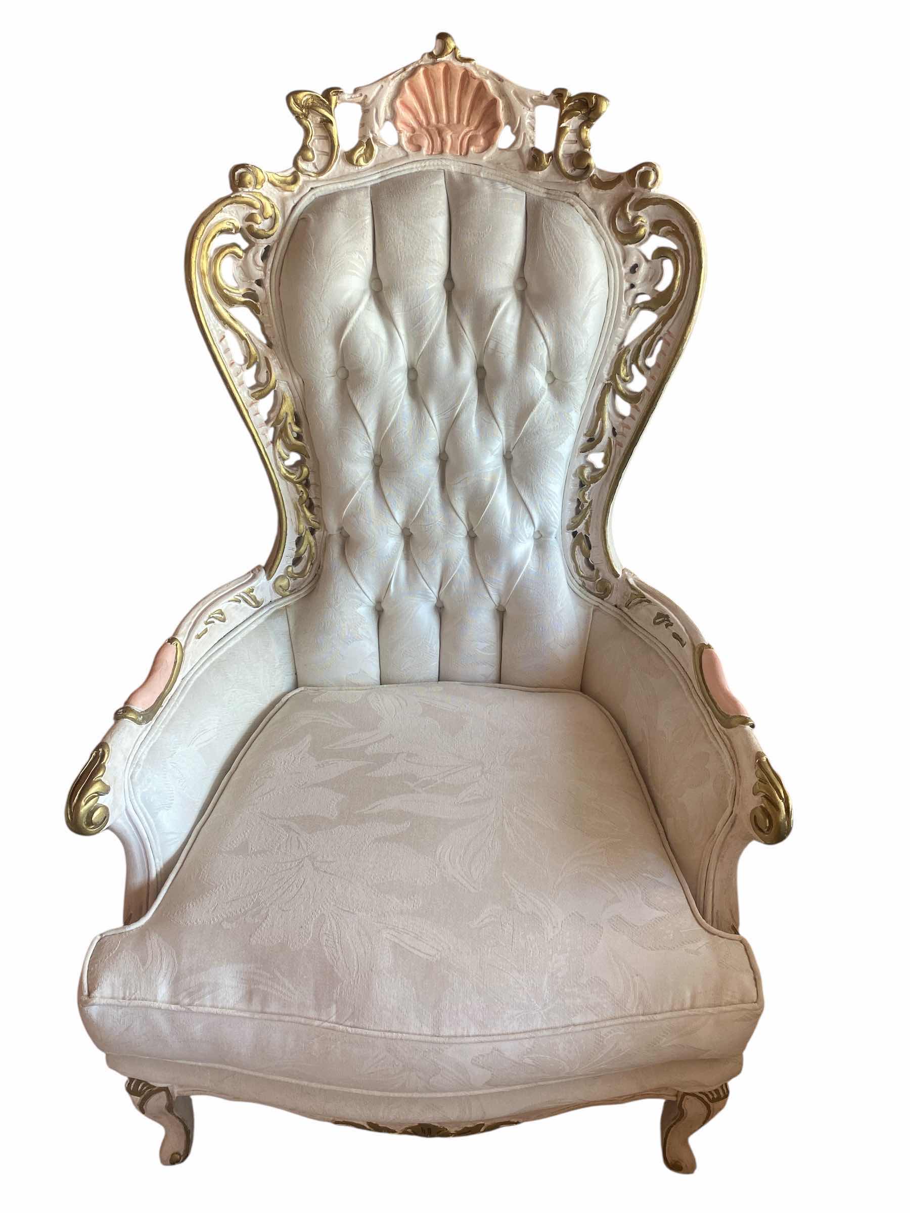 Photo 1 of CREAM UPHOLSTERED FRENCH PROVINCIAL STYLE OCCASIONAL CHAIR (two available each sold separately)