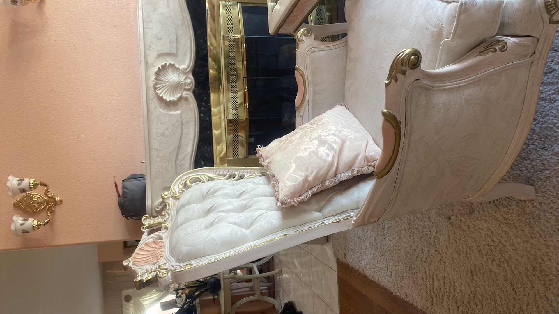 Photo 1 of CREAM UPHOLSTERED FRENCH PROVINCIAL STYLE OCCASIONAL CHAIR (two available each sold separately)