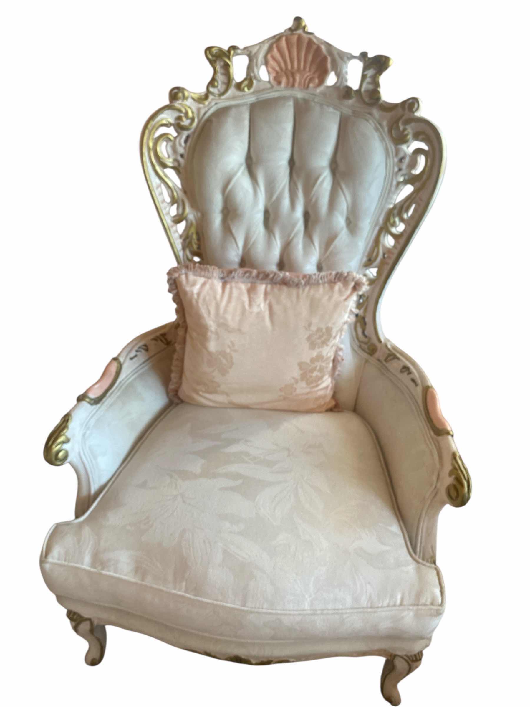 Photo 1 of CREAM UPHOLSTERED FRENCH PROVINCIAL STYLE OCCASIONAL CHAIR (two available each sold separately)