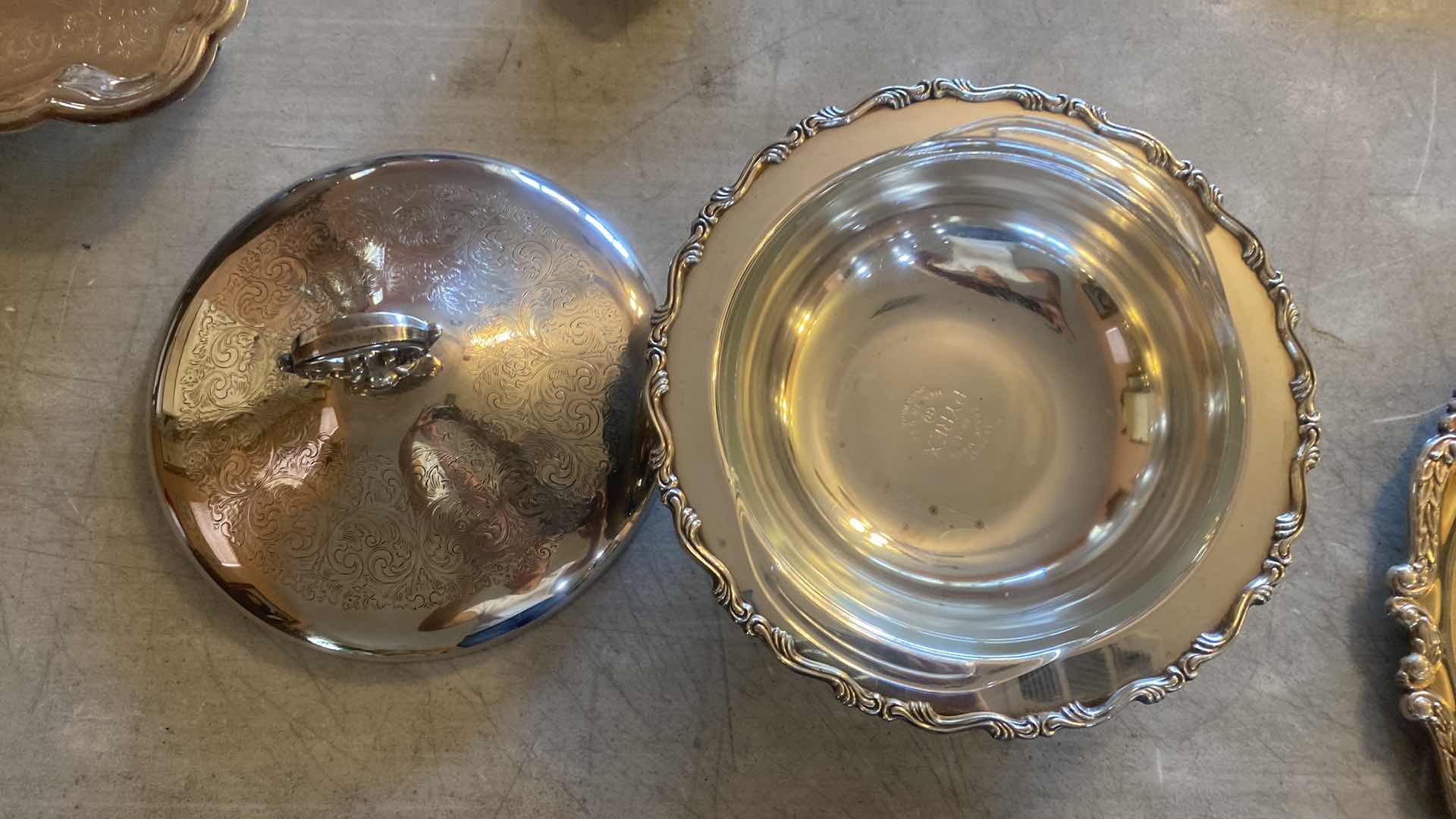 Photo 1 of SILVER PLATE TRAY & SERVER WITH PYREX INSERT