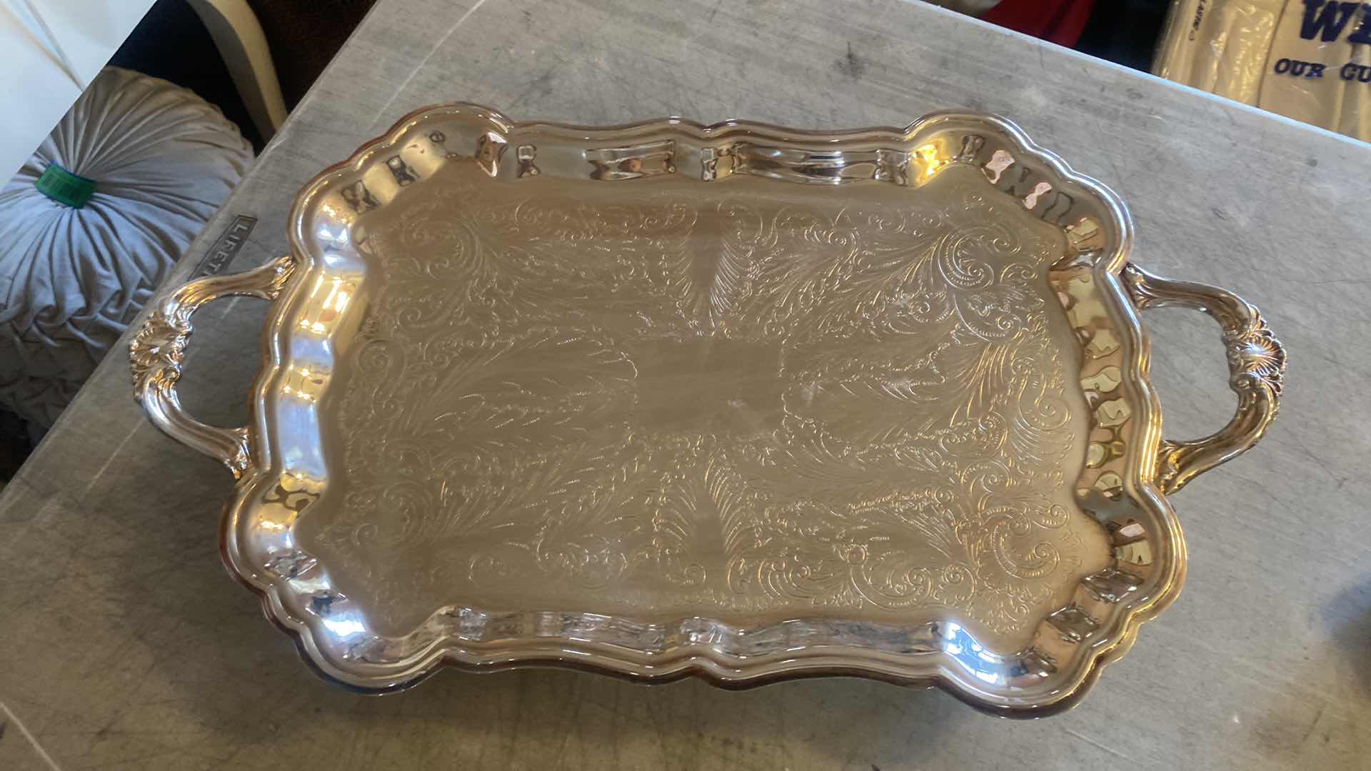 Photo 1 of SILVER PLATE TRAY & SERVER WITH PYREX INSERT