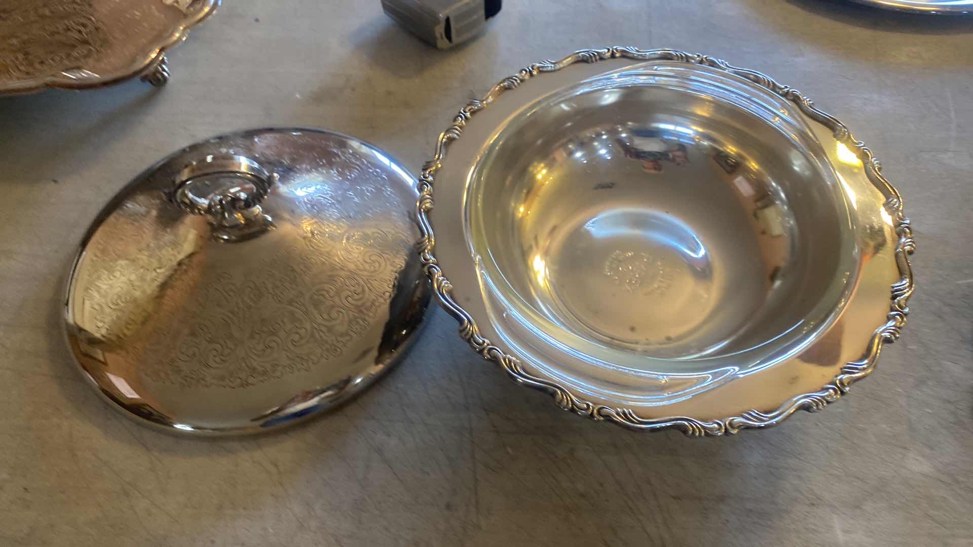 Photo 1 of SILVER PLATE TRAY & SERVER WITH PYREX INSERT