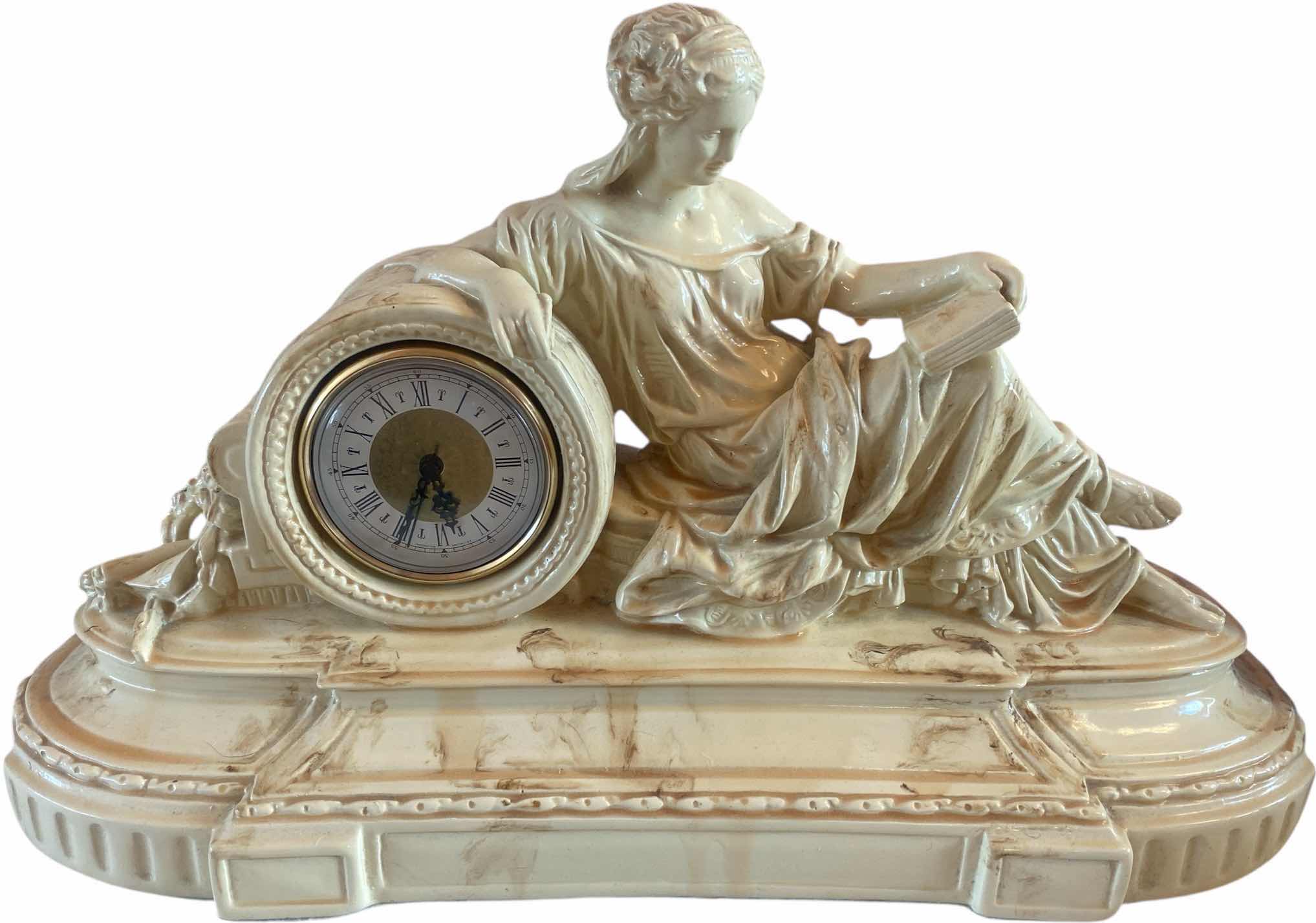 Photo 1 of RESIN MANTLE CLOCK 20“ x 7“ H 12”