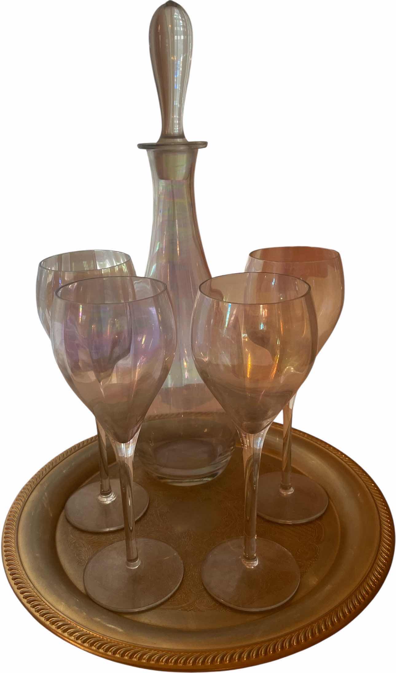 Photo 1 of 4 GLASSES WITH DECANTER ON TRAY