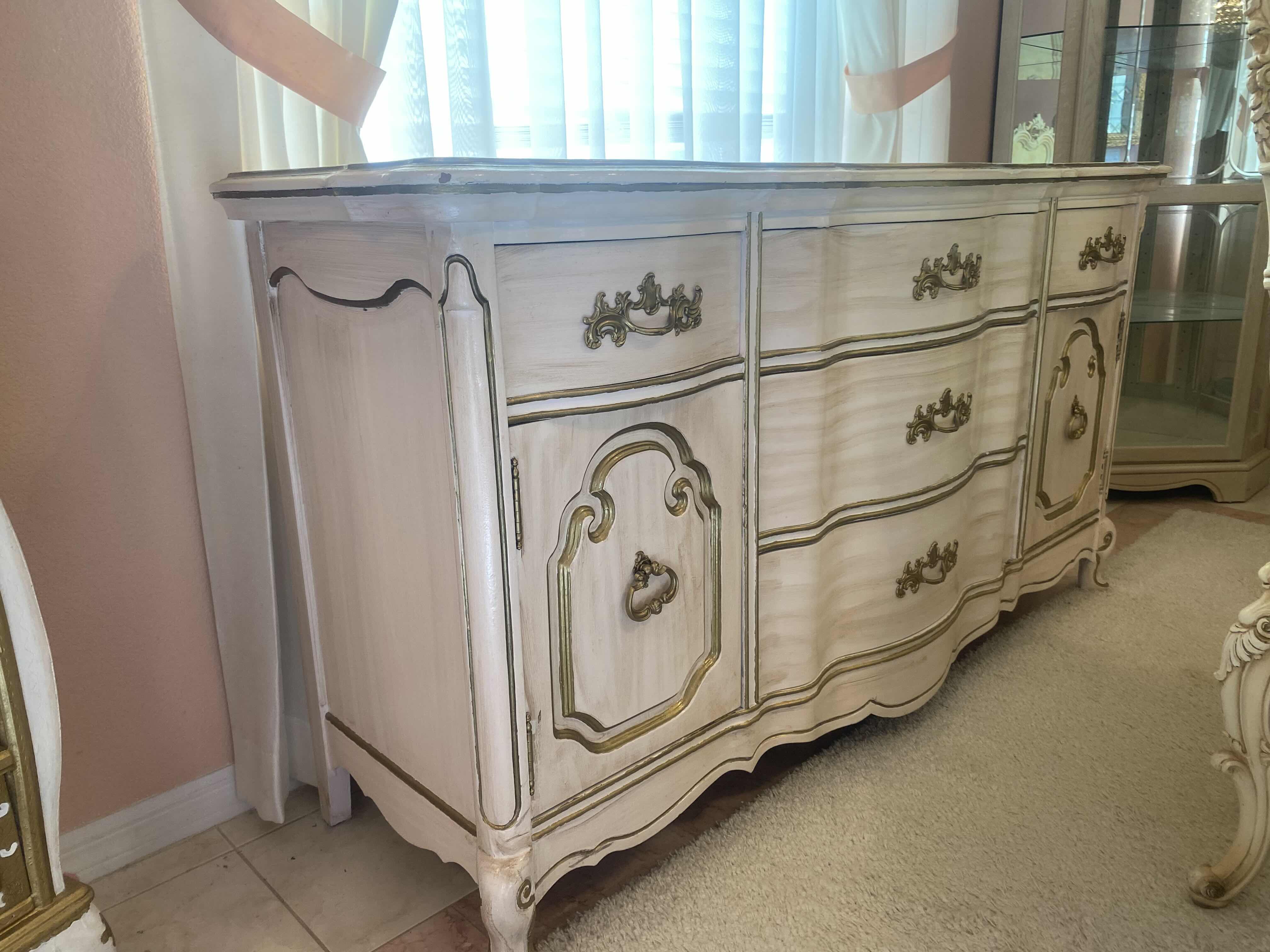 Photo 1 of FRENCH PROVINCIAL WOOD 5 DRAWER 2 DOOR SIDEBOARD 62“ x 20 1/2“ H33”