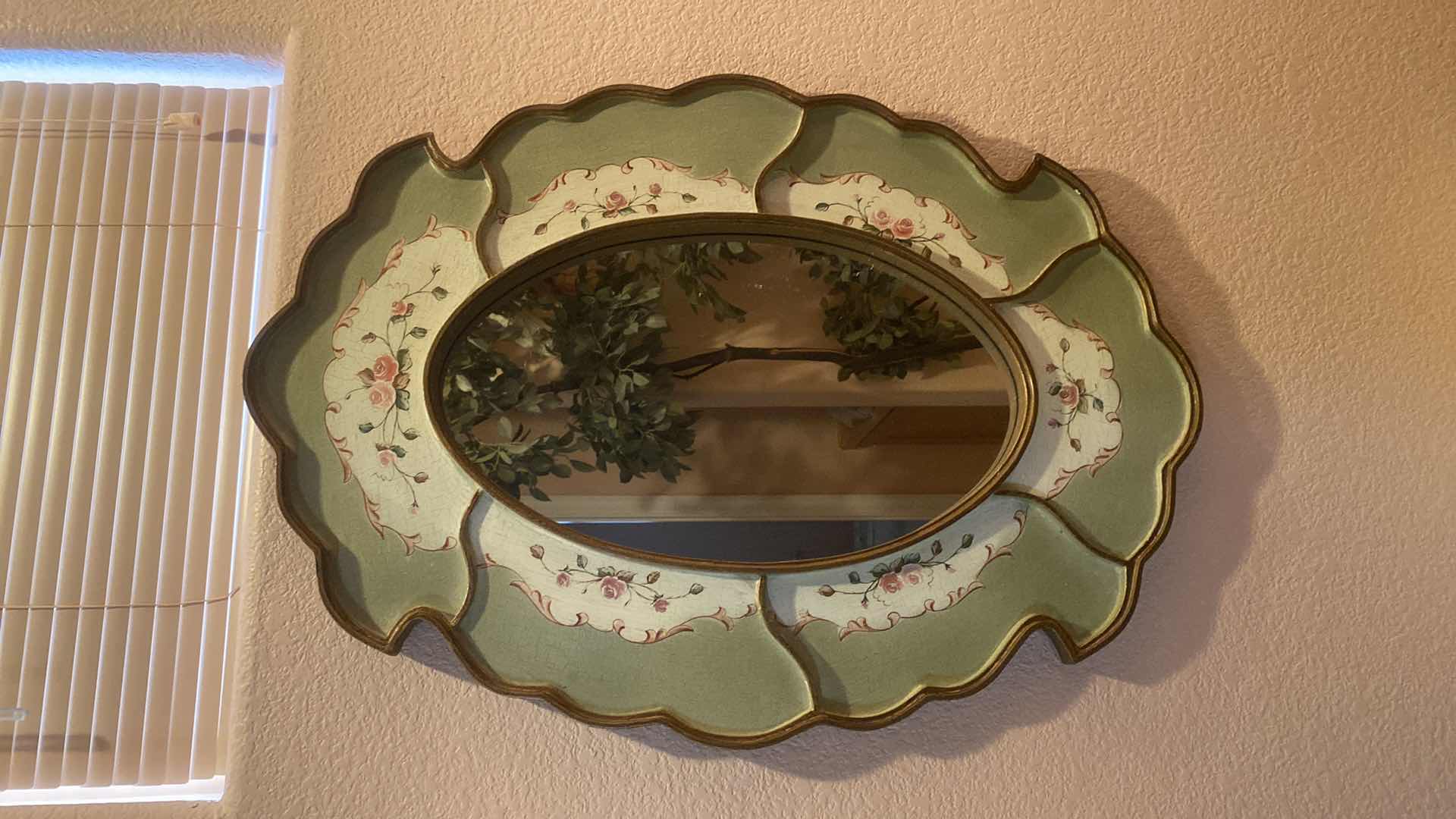 Photo 1 of WOOD GREEN WALL MIRROR WITH HALL TABLE, TABLE MEASURES 22” x 10” H33”