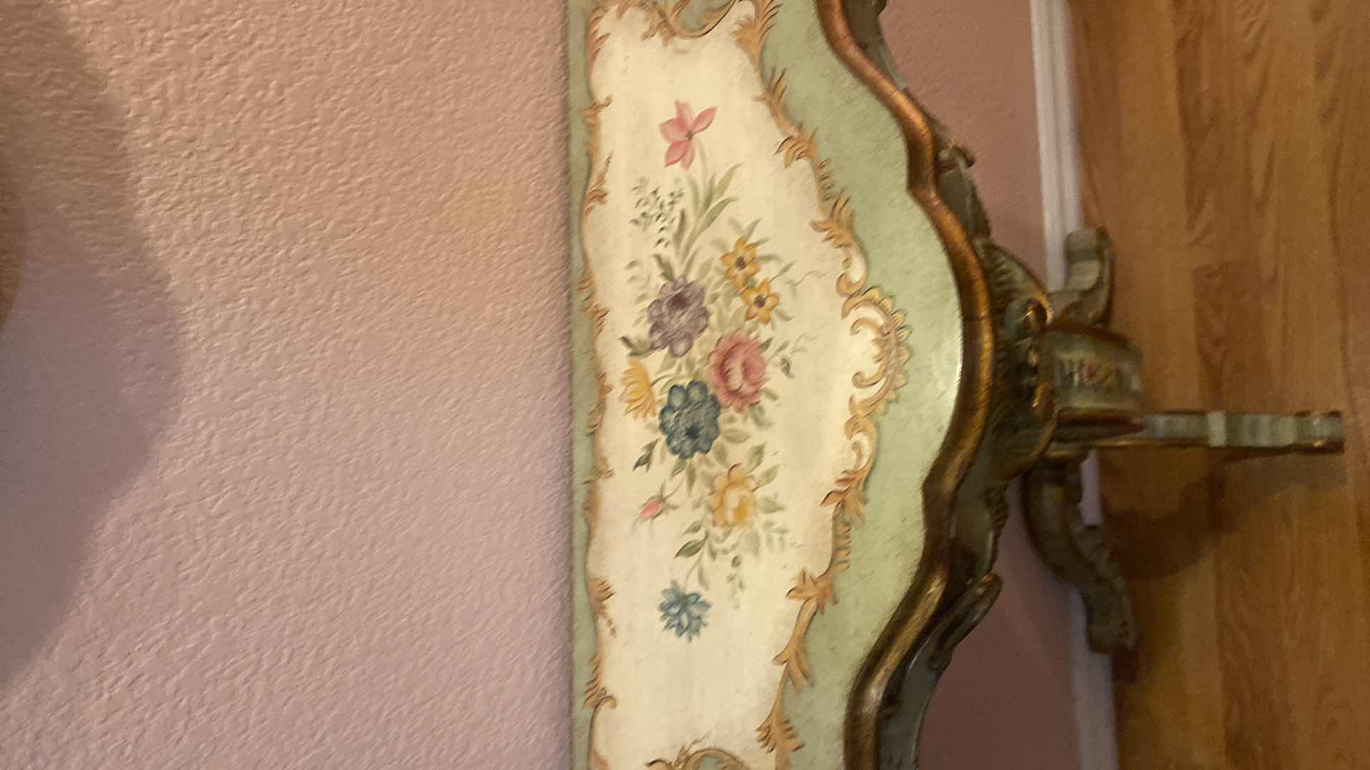 Photo 1 of WOOD GREEN WALL MIRROR WITH HALL TABLE, TABLE MEASURES 22” x 10” H33”