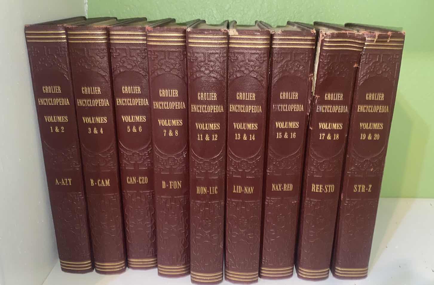 Photo 1 of 9 - VINTAGE 1950’s GROLIER ENCYCLOPEDIA (volume 9-10 missing)