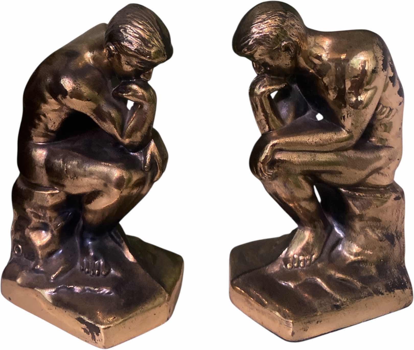 Photo 1 of PAIR OF “THE THINKER” METAL BOOK ENDS H7”