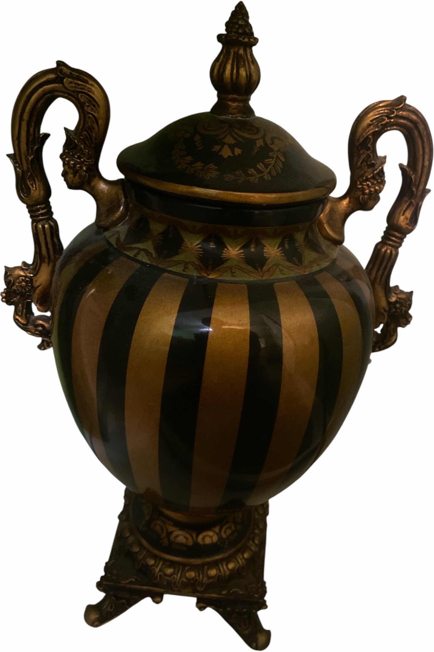 Photo 1 of GLASS URN ON RESIN STAND H17”