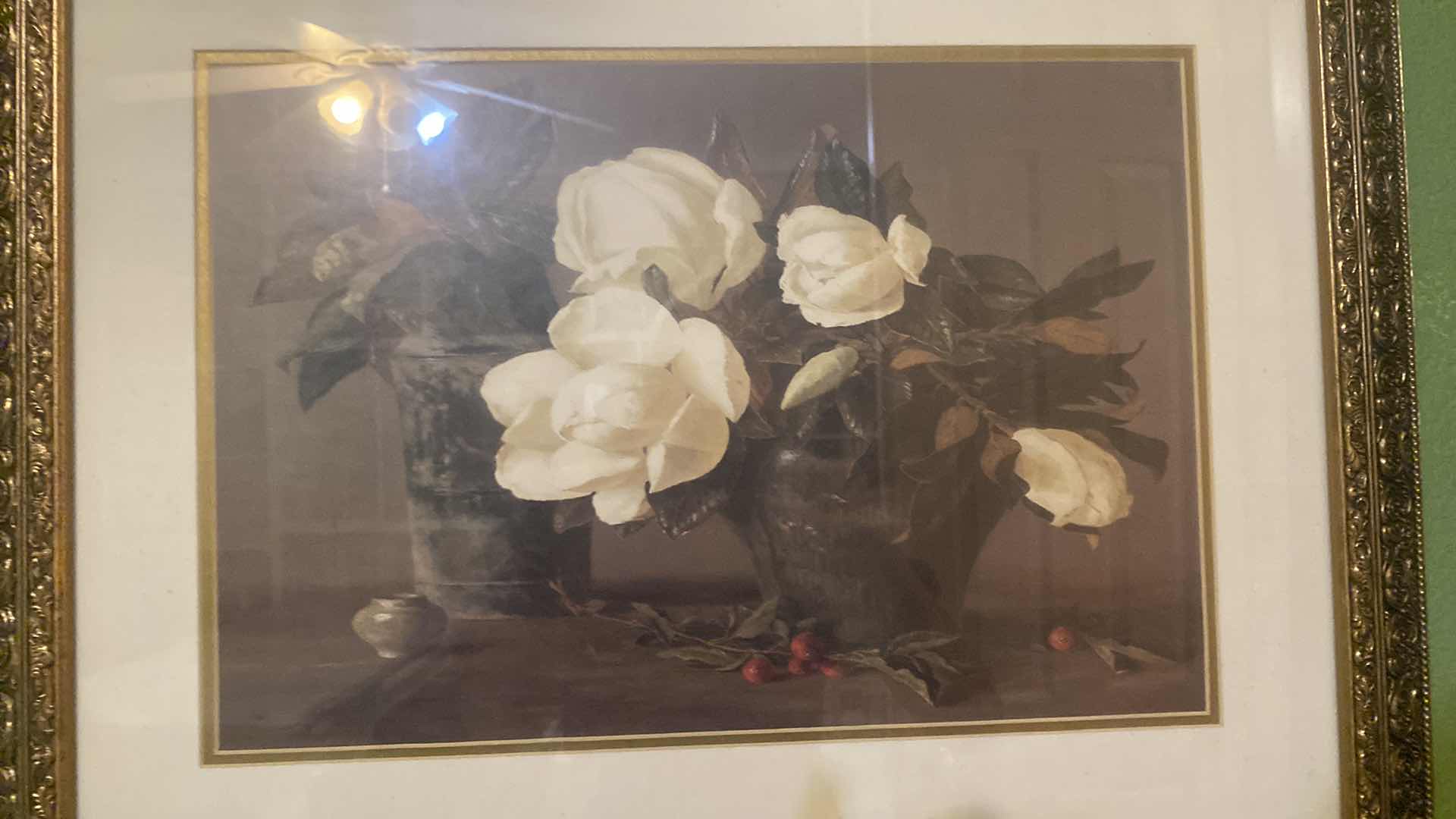 Photo 1 of GOLD RESIN FRAMED FLORAL PRINT ARTWORK 27” x 21”