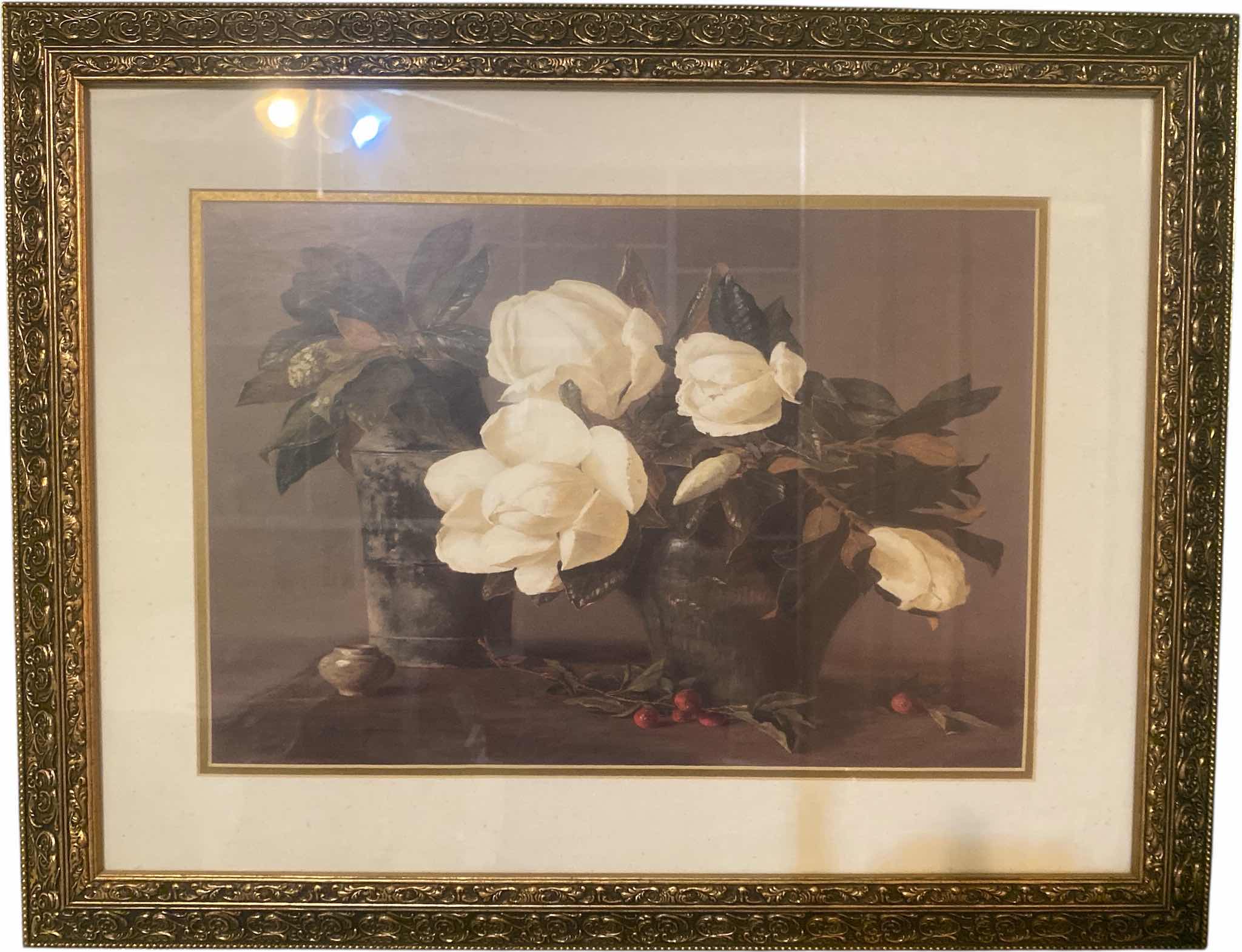 Photo 1 of GOLD RESIN FRAMED FLORAL PRINT ARTWORK 27” x 21”