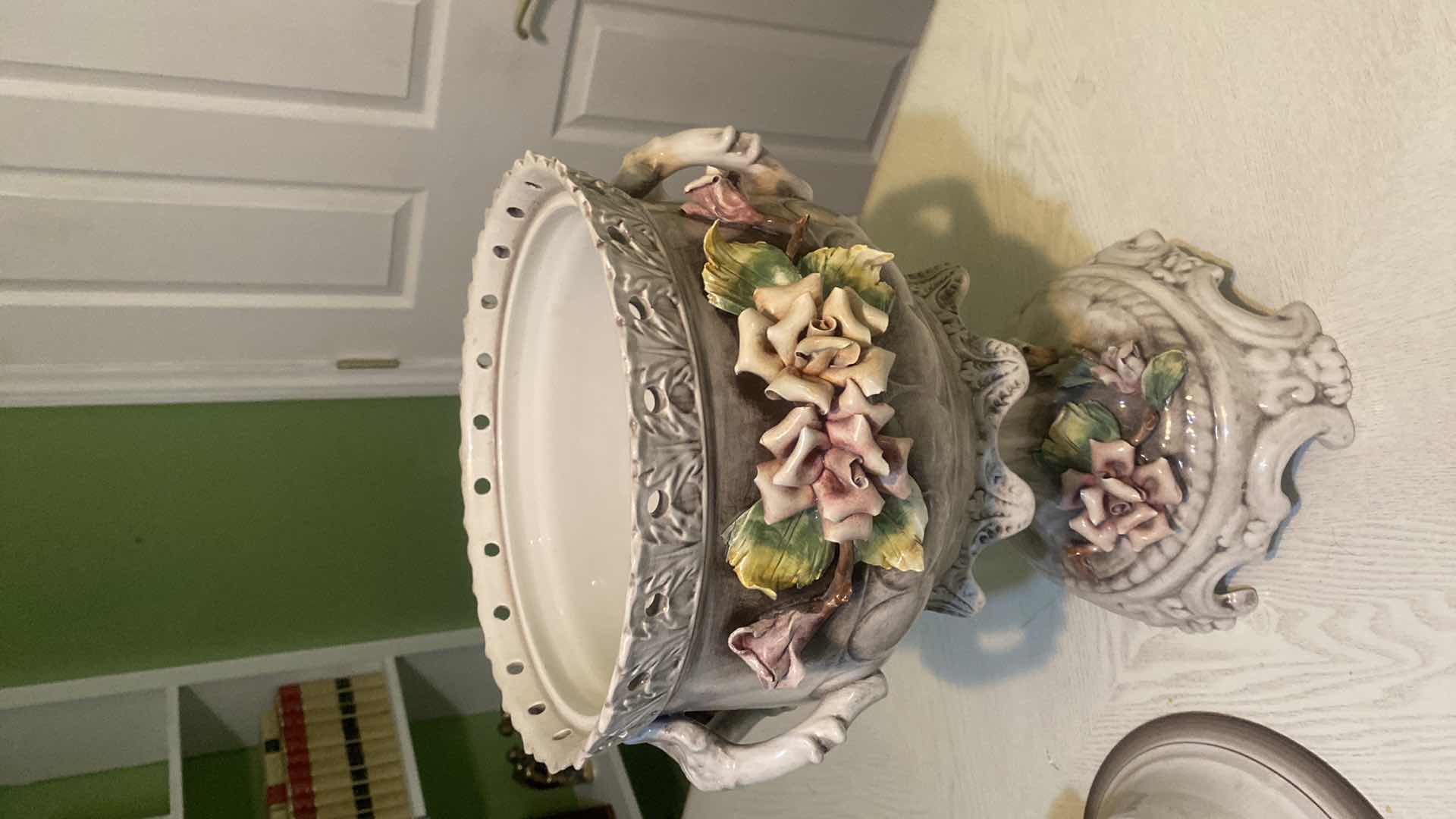 Photo 1 of CAPODIMONTE URN /POT WITH LID 12” x 26 1/2”