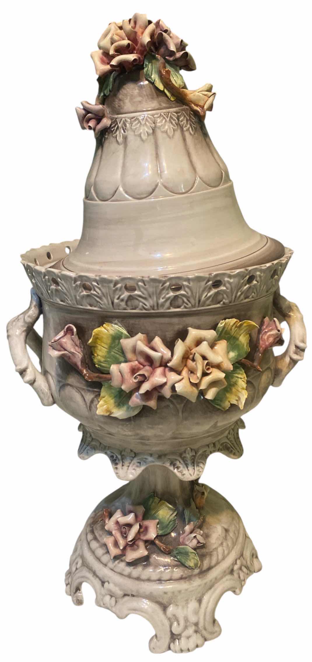Photo 1 of CAPODIMONTE URN /POT WITH LID 12” x 26 1/2”