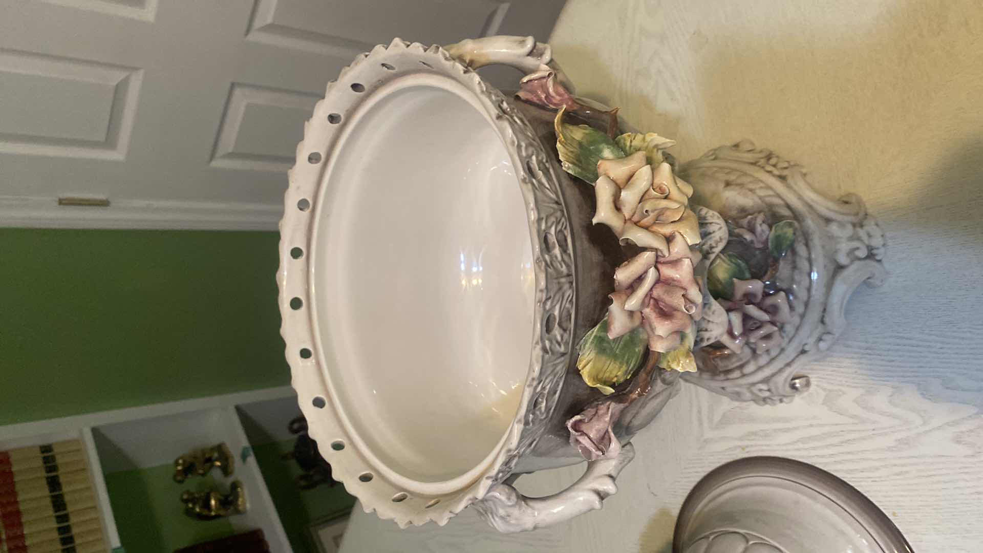 Photo 1 of CAPODIMONTE URN /POT WITH LID 12” x 26 1/2”