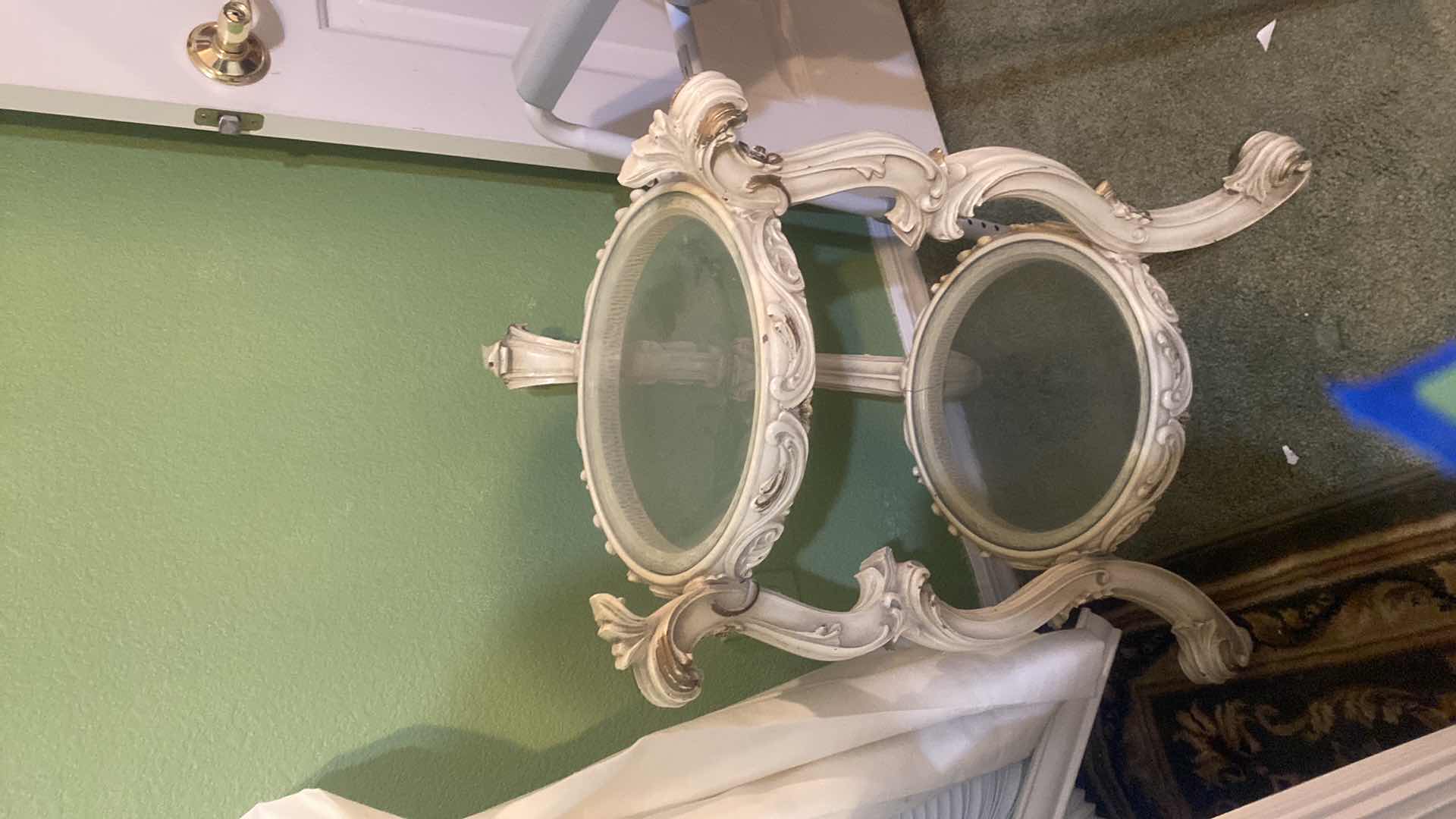 Photo 1 of ORNATE PLANT STAND WITH 2 GLASS SHELVES 21” x 29”