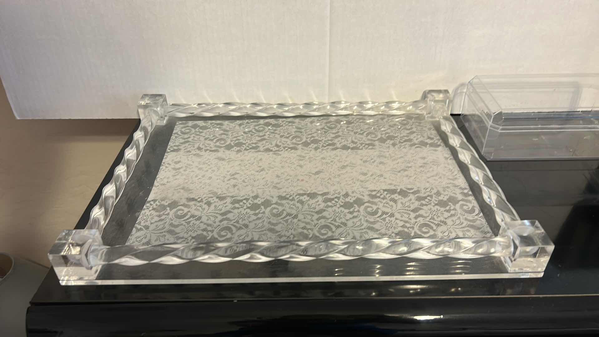 Photo 1 of ACRYLIC TRAY 17” x 12 1/4”, BOX AND GLASS DAD DECOR