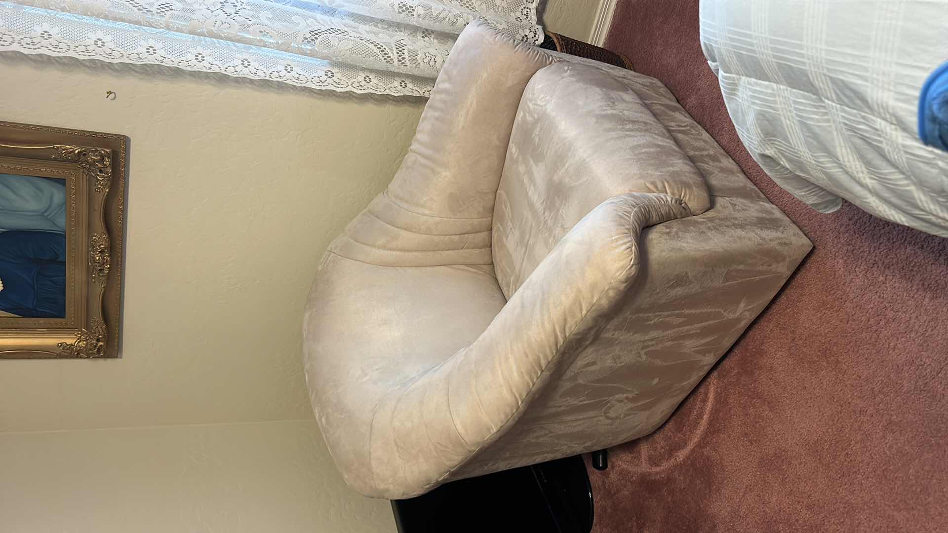 Photo 1 of SOFT SUEDE FEEL “FAWN” LIGHT TAN SWIVEL OCCASIONAL ARM CHAIR 34“ x 34“ x H31“