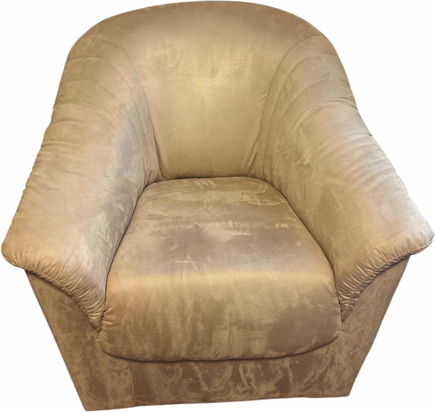 Photo 1 of SOFT SUEDE FEEL “FAWN” LIGHT TAN SWIVEL OCCASIONAL ARM CHAIR 34“ x 34“ x H31“