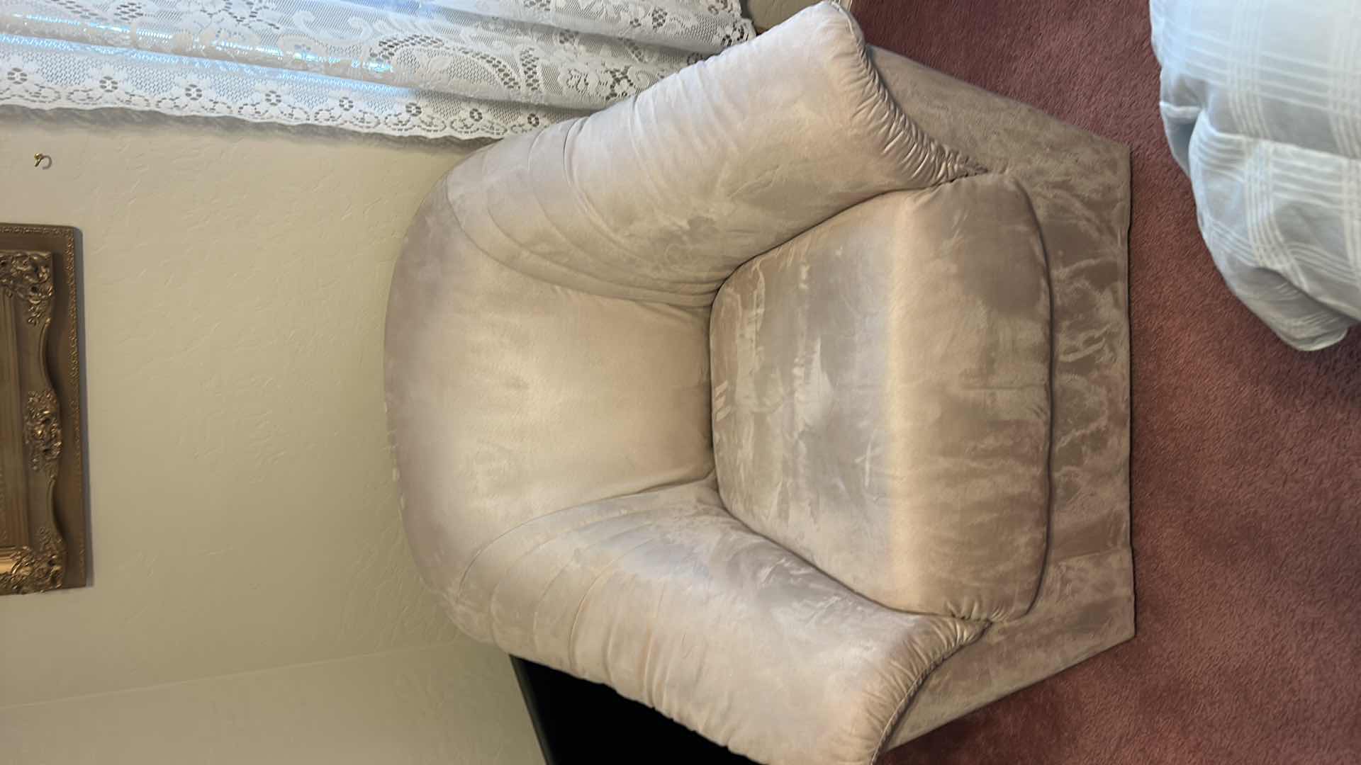 Photo 1 of SOFT SUEDE FEEL “FAWN” LIGHT TAN SWIVEL OCCASIONAL ARM CHAIR 34“ x 34“ x H31“