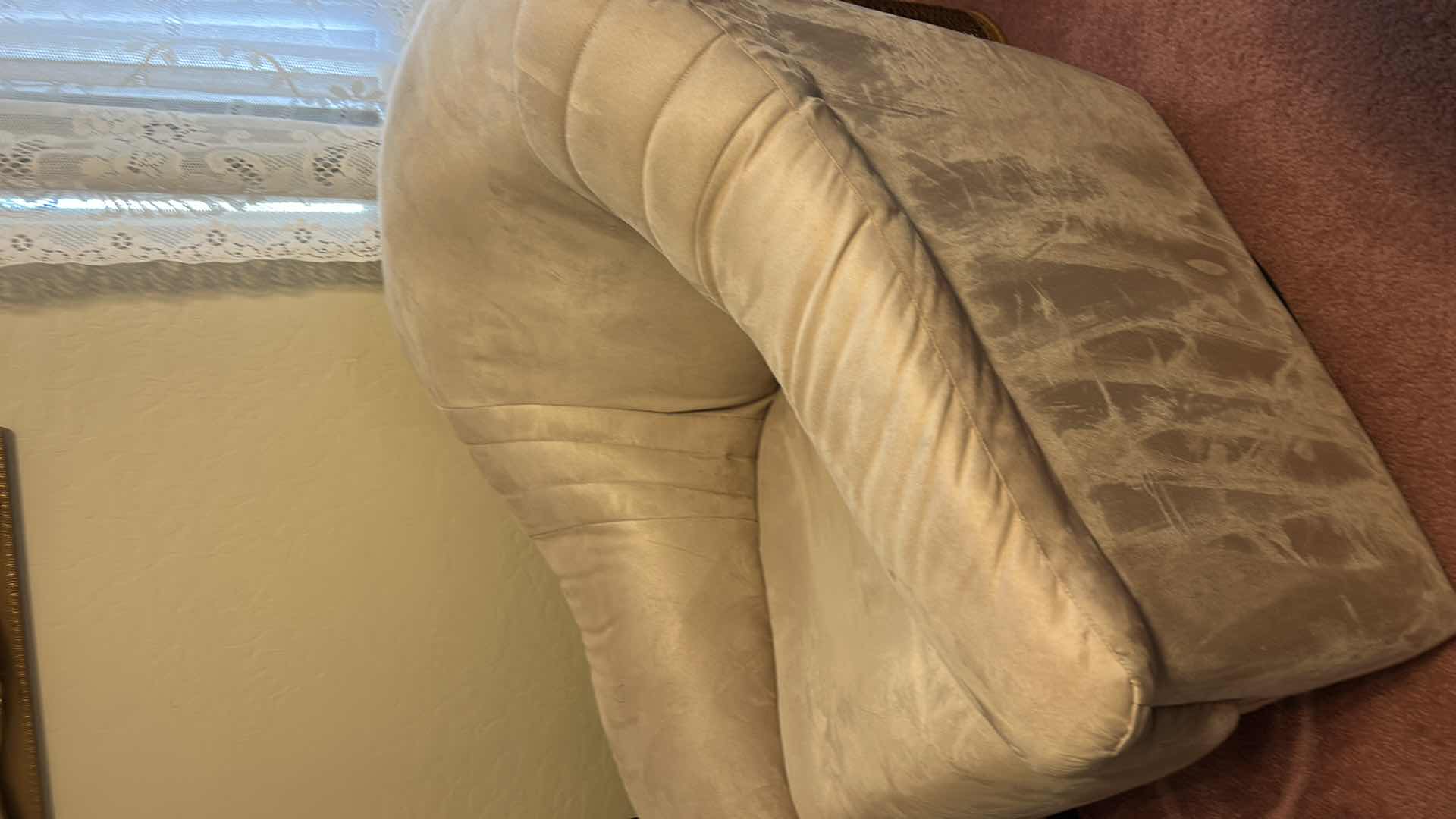 Photo 1 of SOFT SUEDE FEEL “FAWN” LIGHT TAN SWIVEL OCCASIONAL ARM CHAIR 34“ x 34“ x H31“