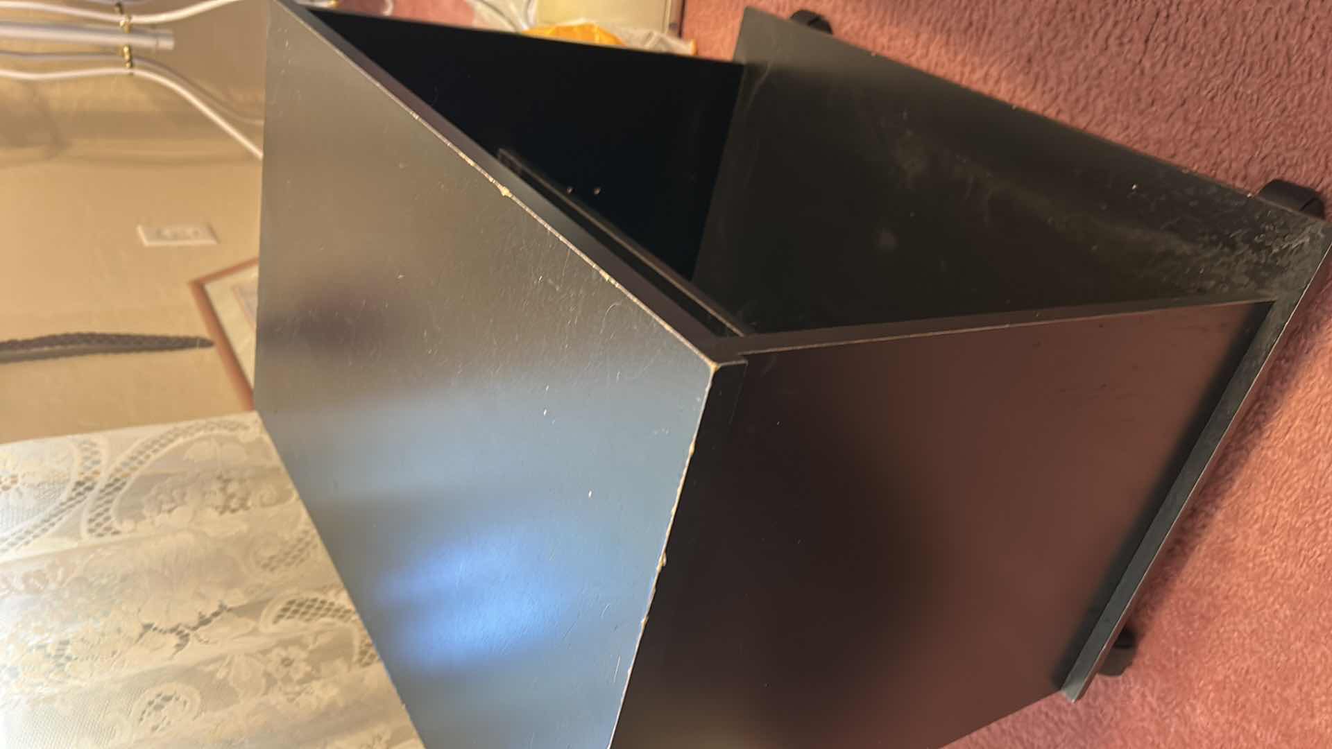 Photo 1 of SMALL BLACK WHEELED CABINET 23 1/2“ x 14 1/2“ x H21“