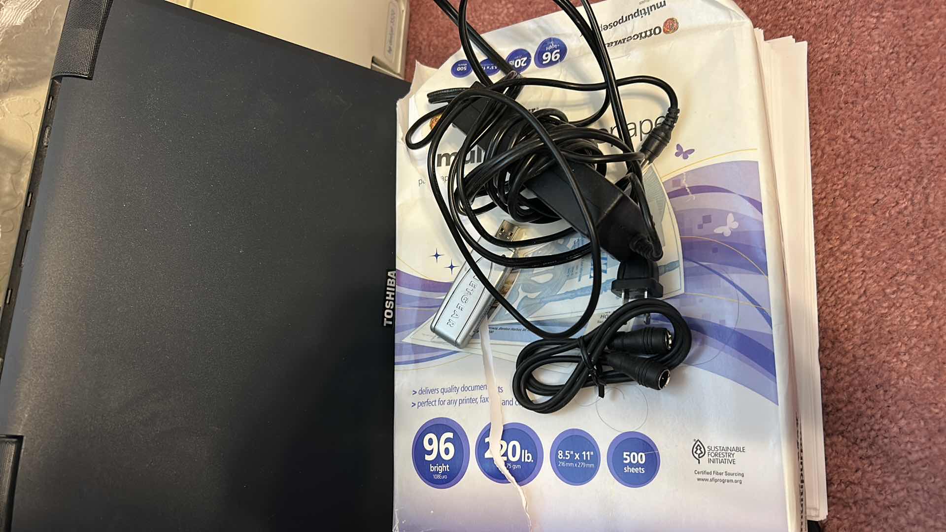 Photo 1 of TOSHIBA LAPTOP COMPUTER, HP PRINTER AND PAPER