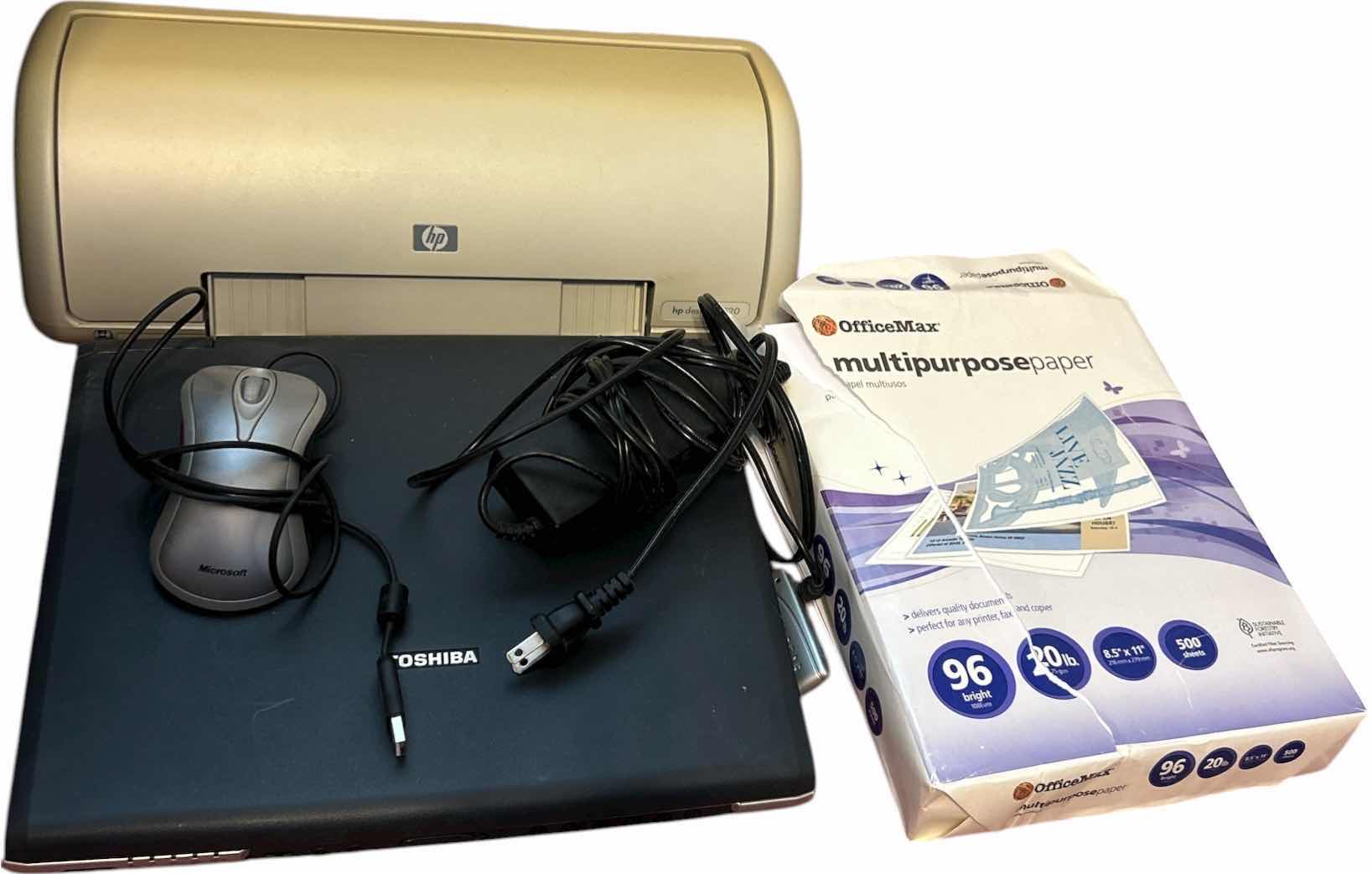 Photo 1 of TOSHIBA LAPTOP COMPUTER, HP PRINTER AND PAPER
