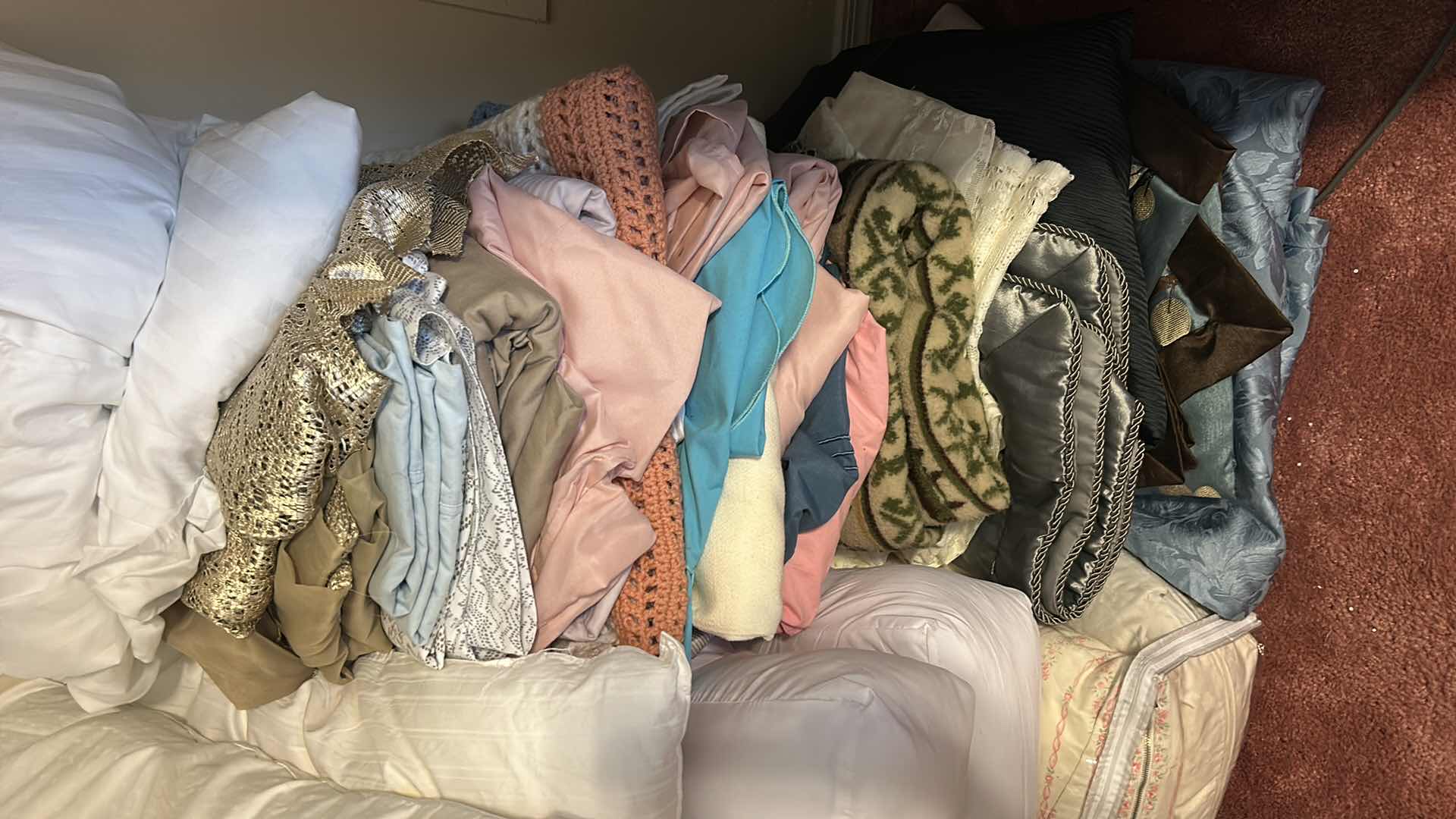 Photo 1 of CONTENTS OF CLOSET- PILLOWS, SHEETS, BEDDING AND MORE