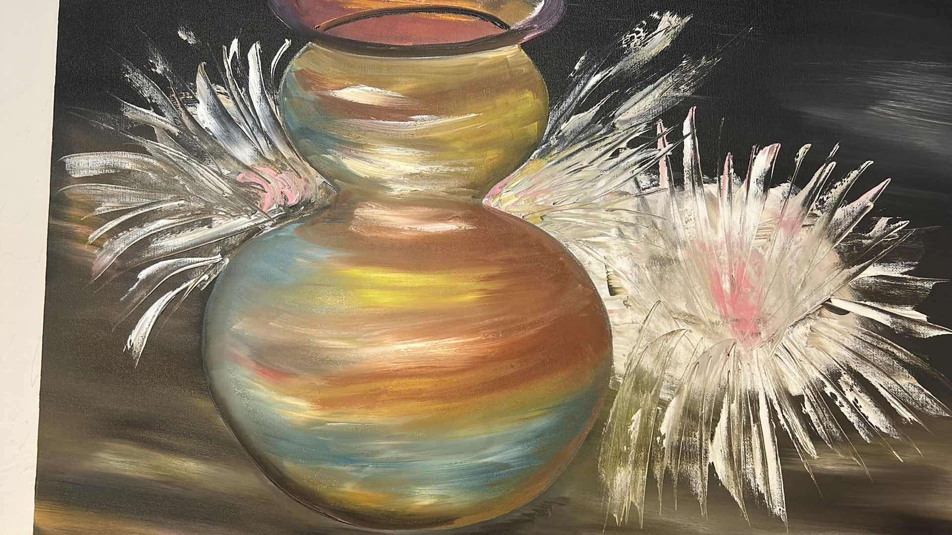 Photo 1 of UNFRAMED OIL ON CANVAS SIGNED POTTERY ARTWORK 30“ x H24“