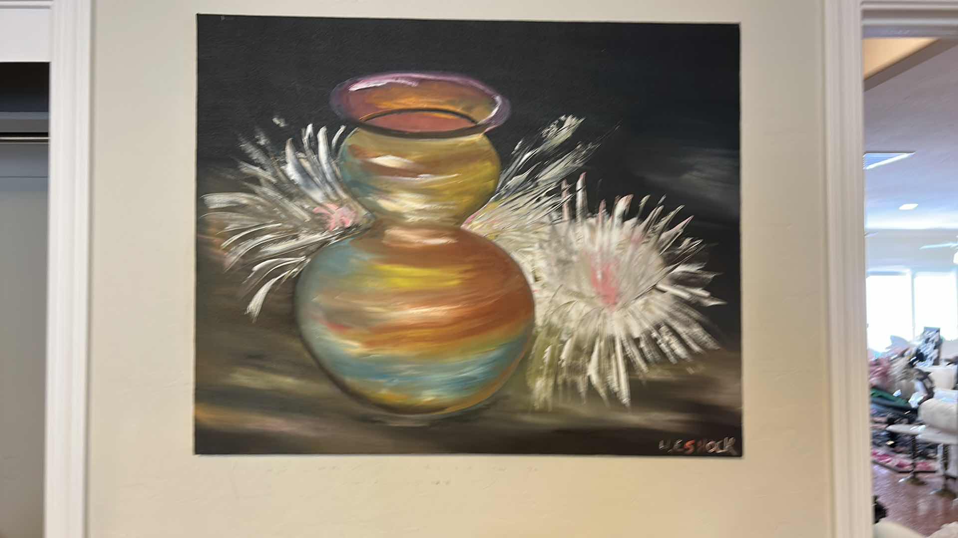 Photo 1 of UNFRAMED OIL ON CANVAS SIGNED POTTERY ARTWORK 30“ x H24“