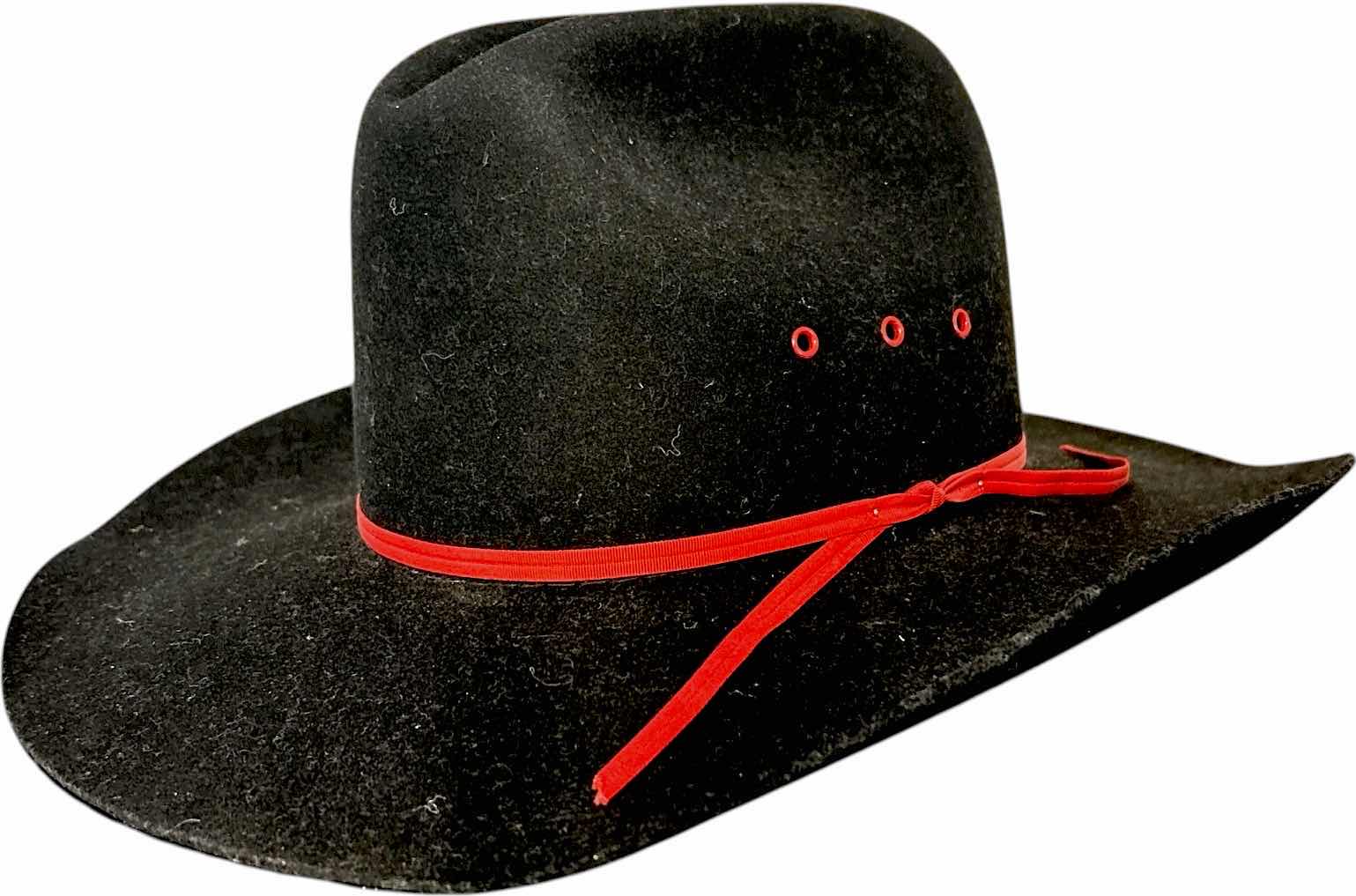 Photo 1 of MENS SILVER SPURS BLACK FELT COWBOY HAT  SIZE 7 1/4”