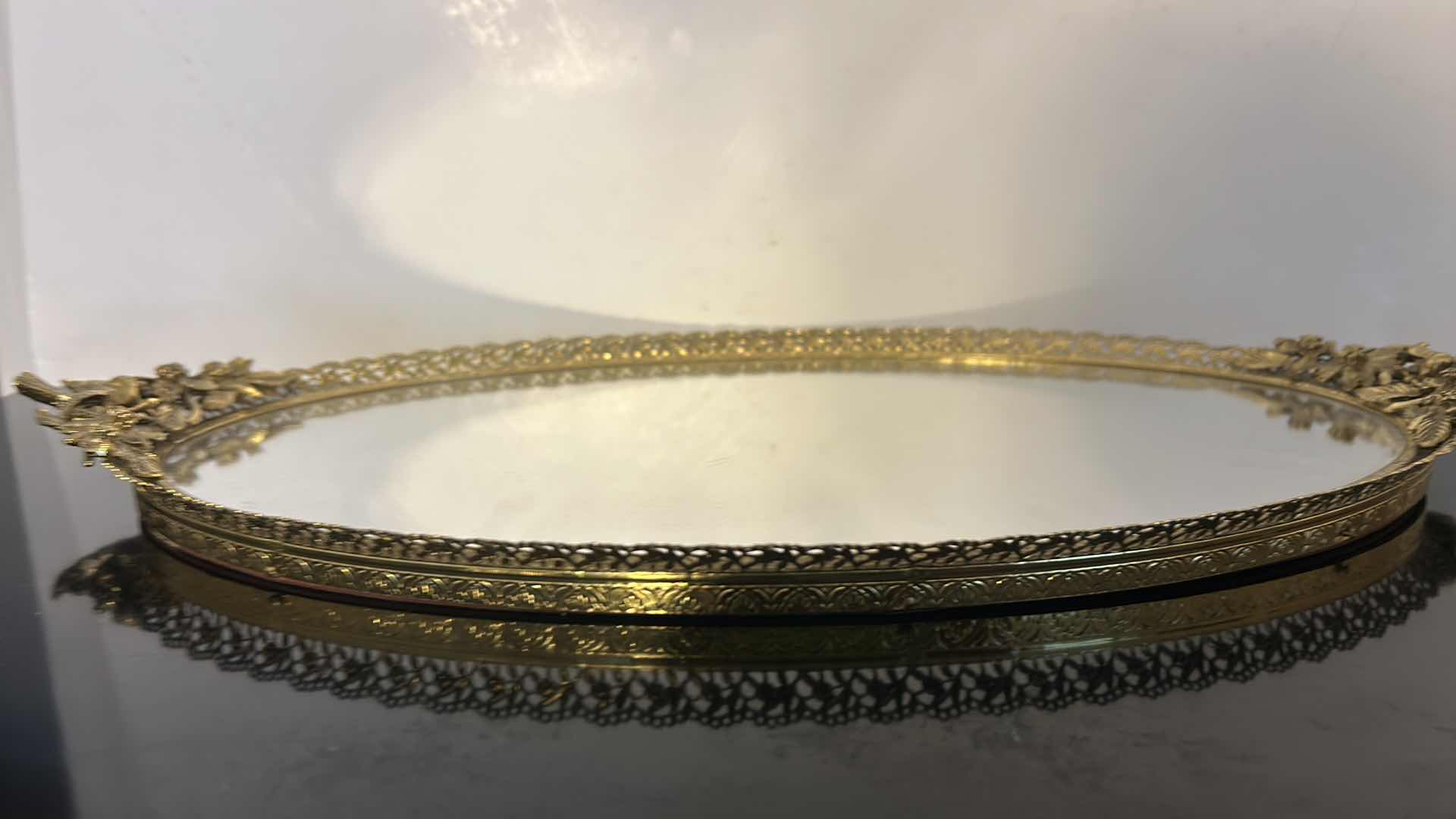 Photo 1 of VINTAGE MIRRORED PERFUME TRAY 18” x 9 1/2”