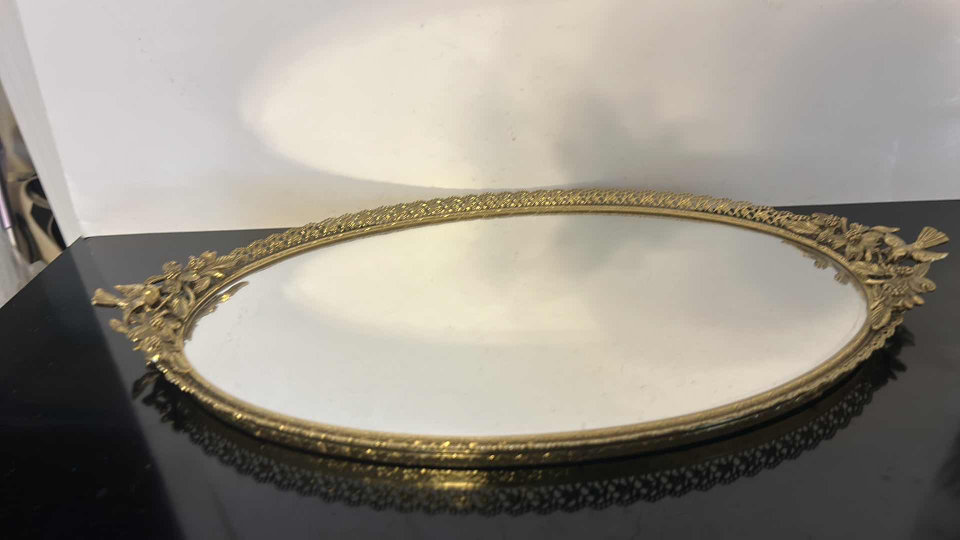 Photo 1 of VINTAGE MIRRORED PERFUME TRAY 18” x 9 1/2”