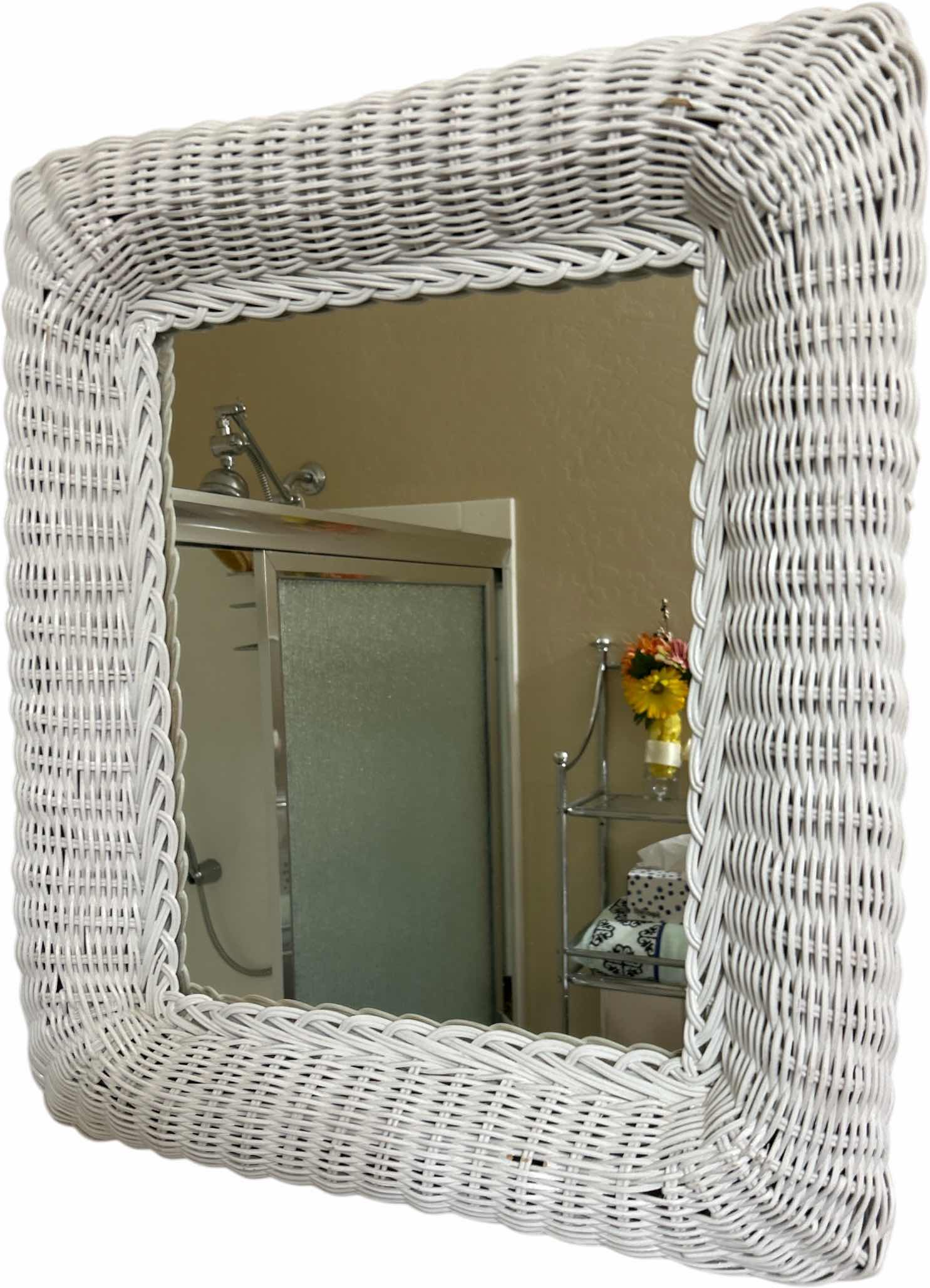 Photo 1 of WHITE PAINTER WICKER FRAMED MIRROR  18” x 21”