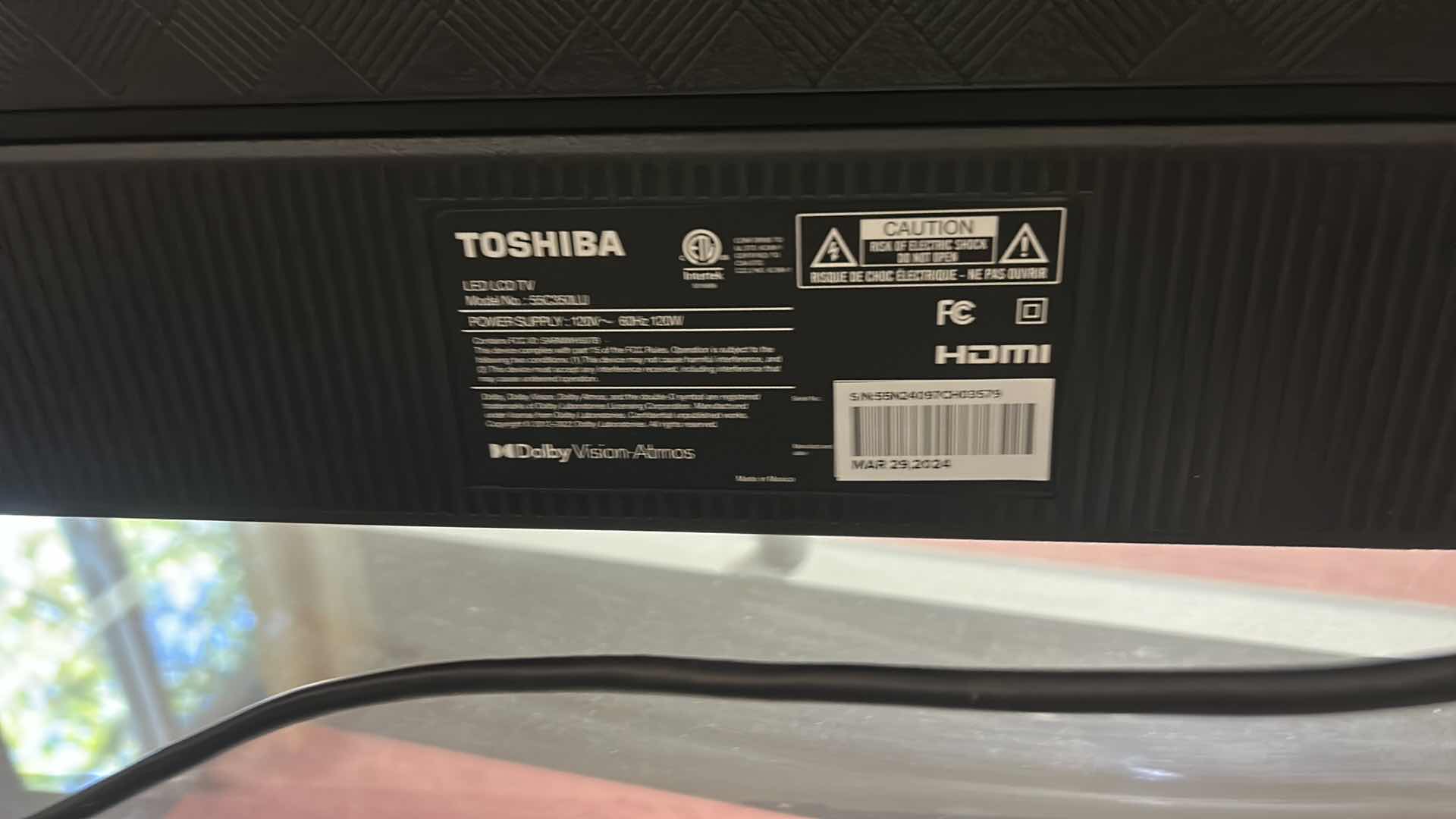 Photo 1 of TOSHIBA 55” TV WITH REMOTE