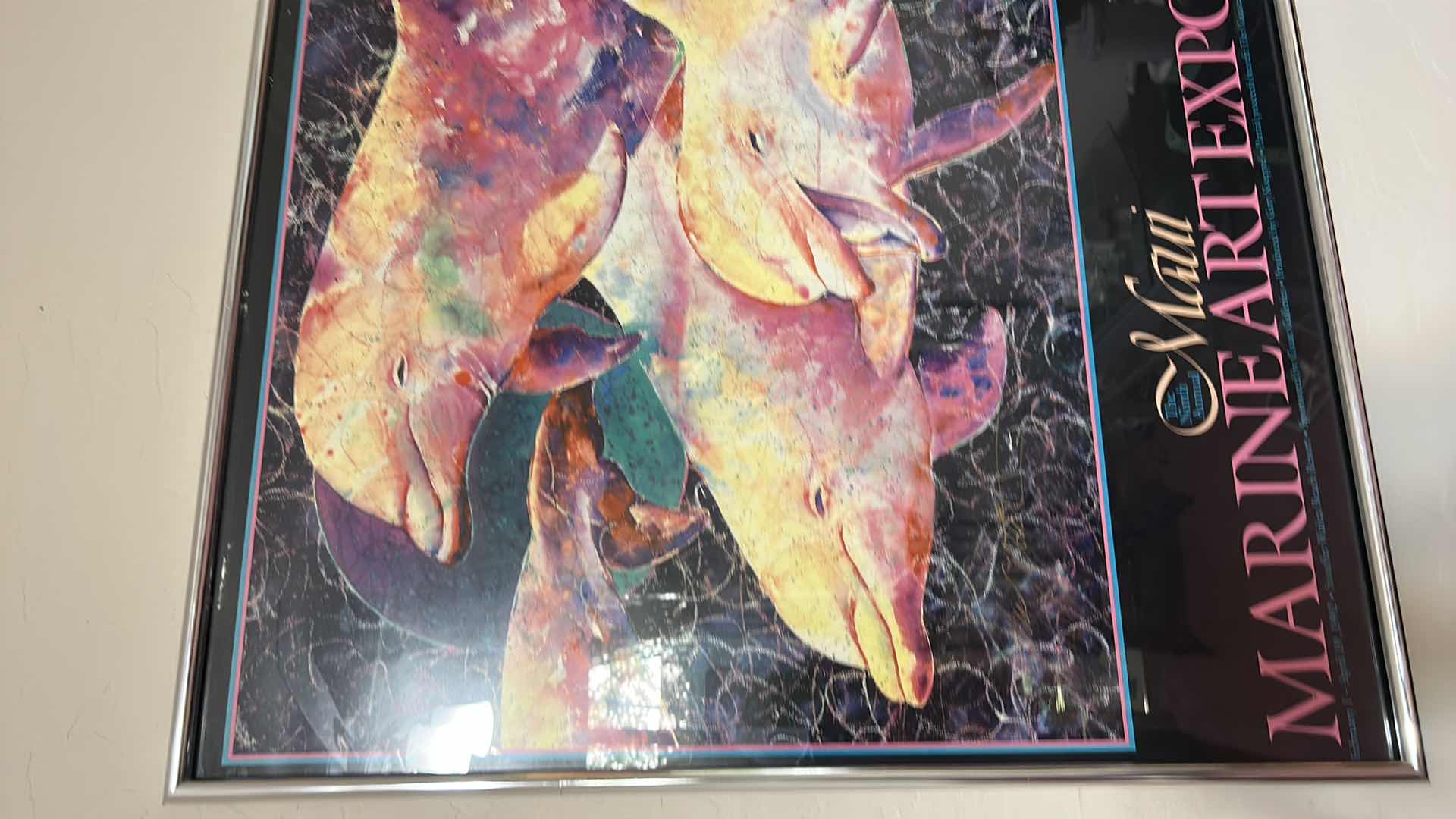 Photo 1 of SILVER FRAMED MAUI MARINE EXPO DOLPHIN ARTWORK 24 1/2” x 30 1/2”
